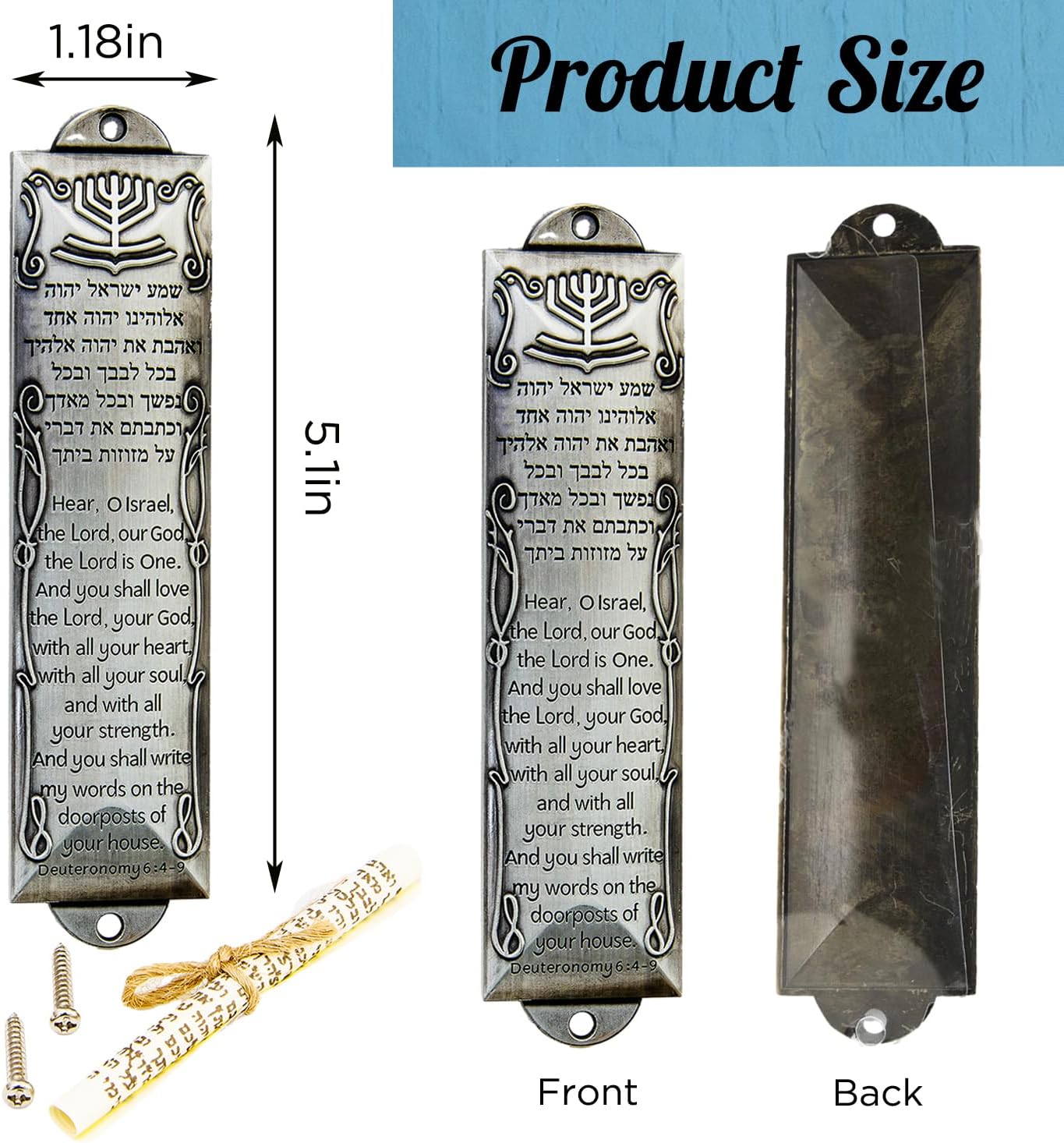 Set of 2 Mezuzahs with Scroll for Door