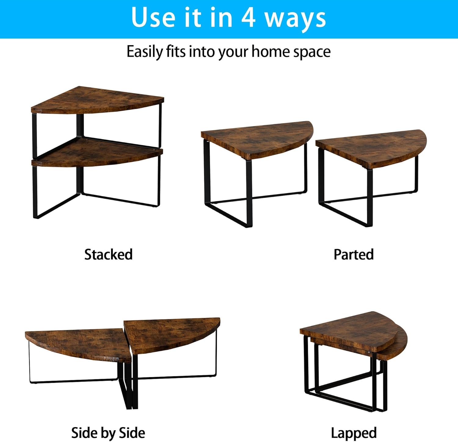 Corner Shelf Countertop Organizer Set of 2 Rustic Brown