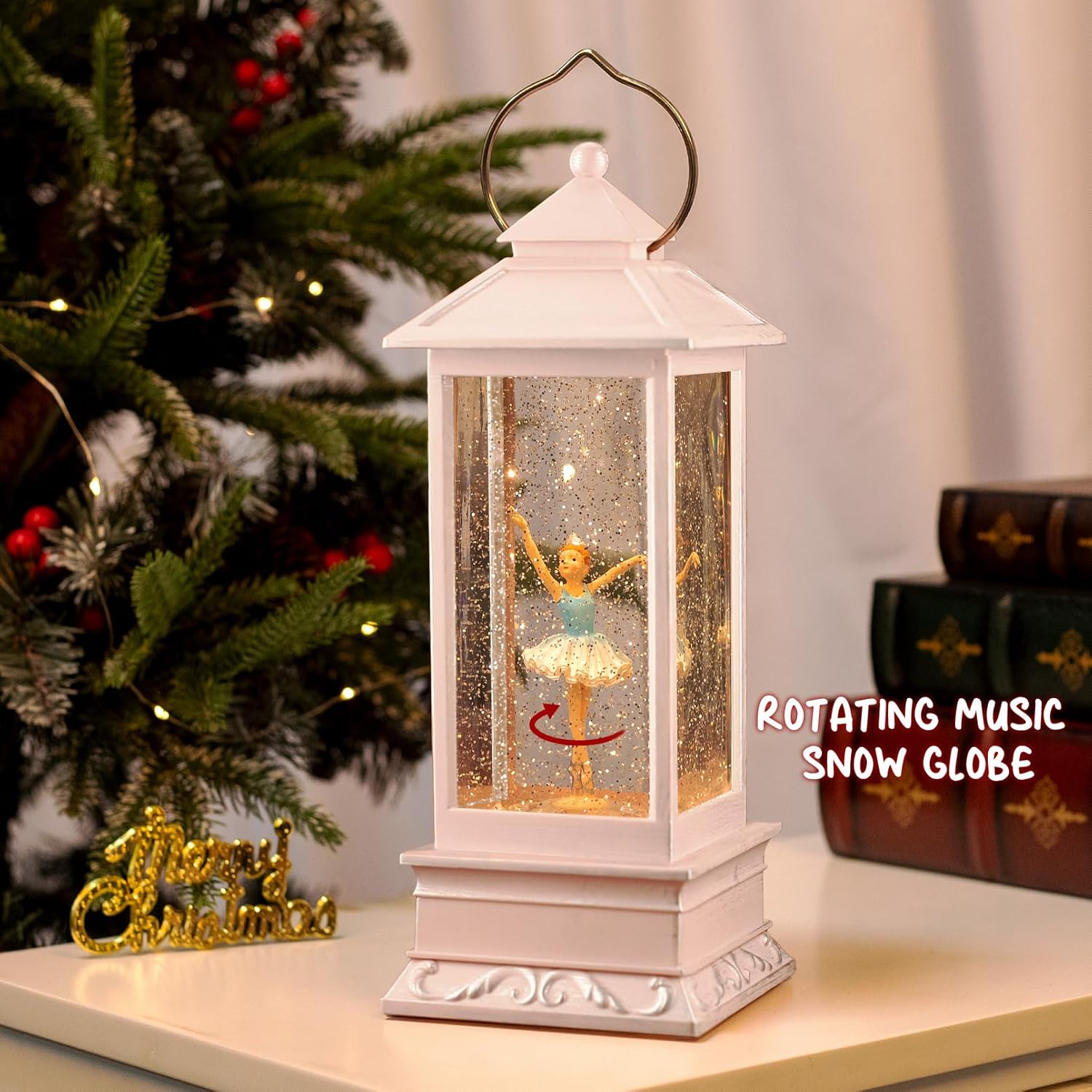 11 Inch Musical Ballerina Snow Globe with Light and 6H Timer