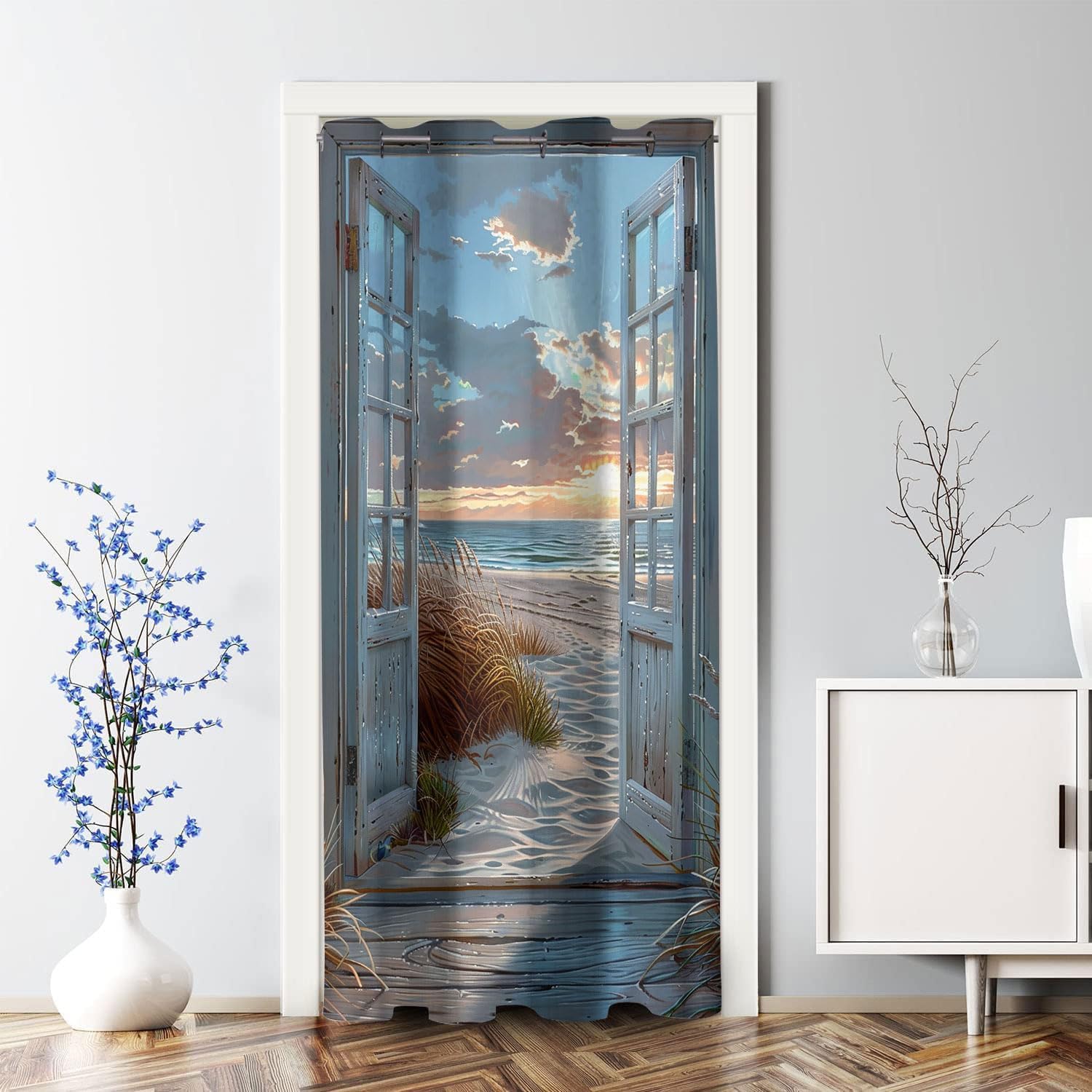 Beach Door Curtains for Doorways 34x80 Inch