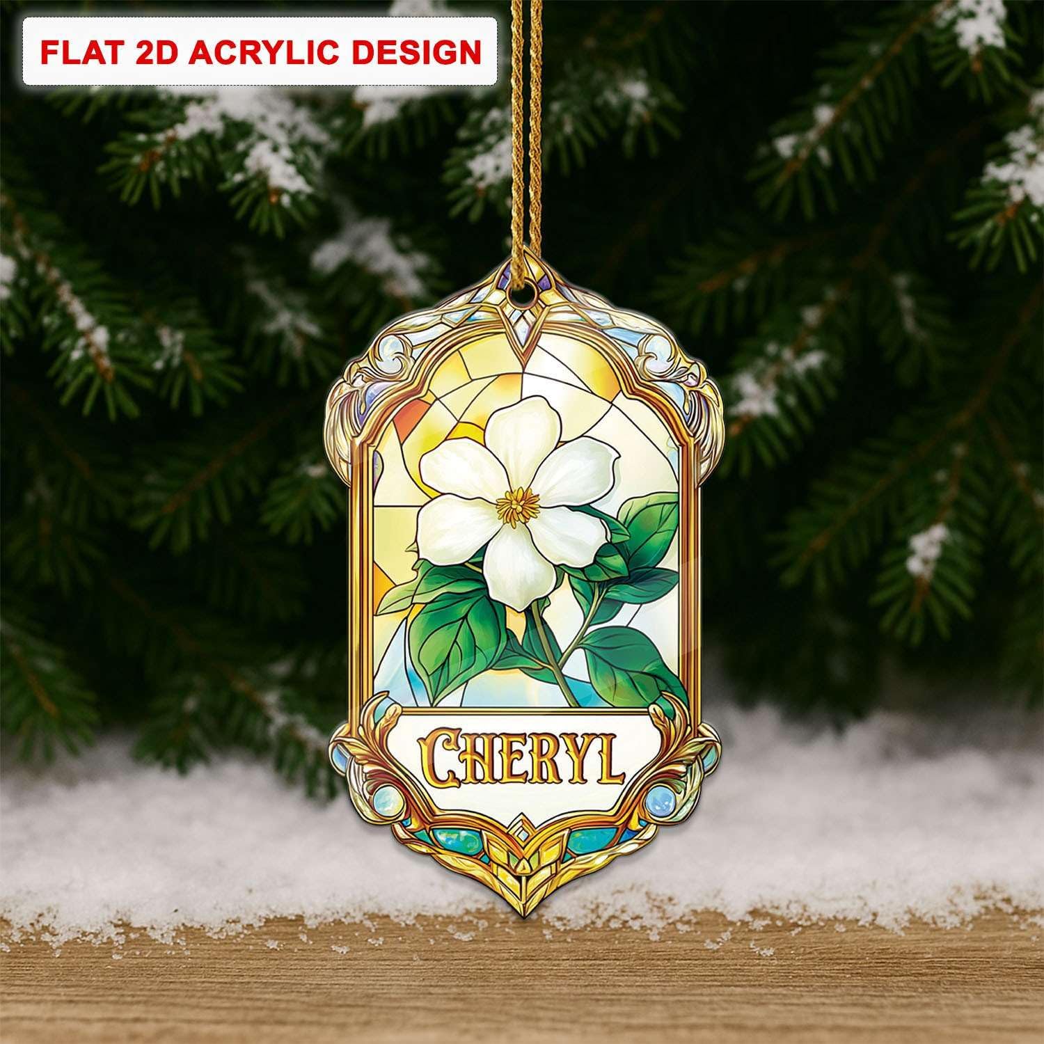 Custom Name Jasmine Hanging Ornament Personalized Acrylic Christmas Decoration