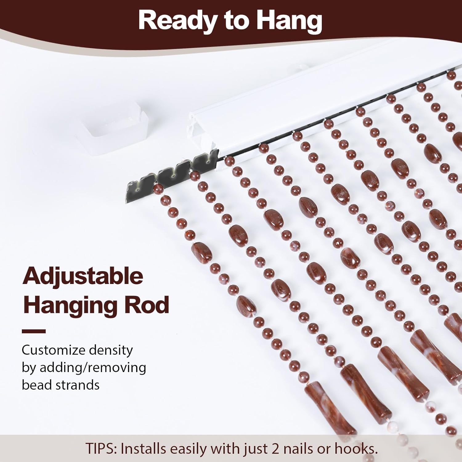 Beaded Curtain for Doorway Acrylic Marble Caramel 355 x 78