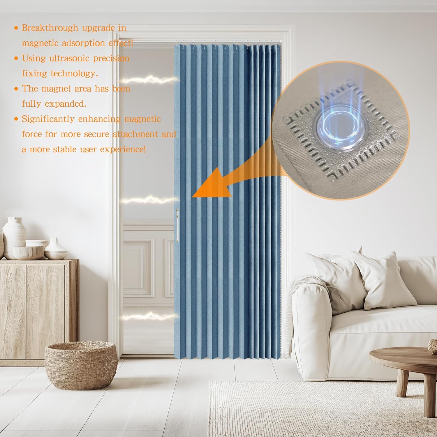 Jilron Blackout Door Curtain Linen Style Panel Magnetic Closure