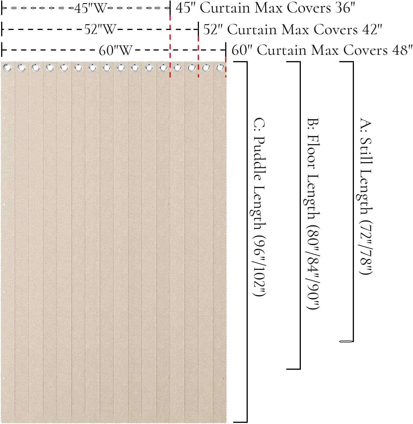 Pleated Folding Door Curtains - Blackout Panel for Bedroom Living Room Closet