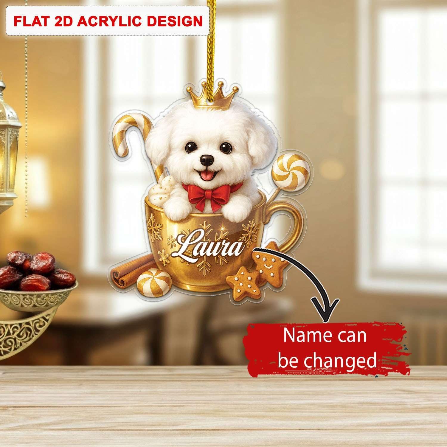 Personalized Bichon Frise Dog Christmas Ornament