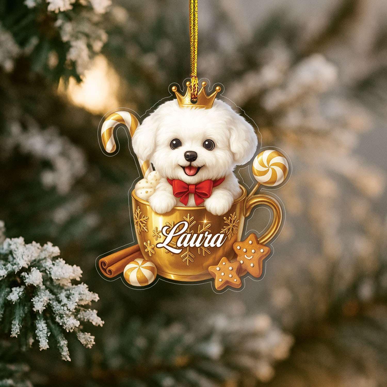 Personalized Bichon Frise Dog Christmas Ornament