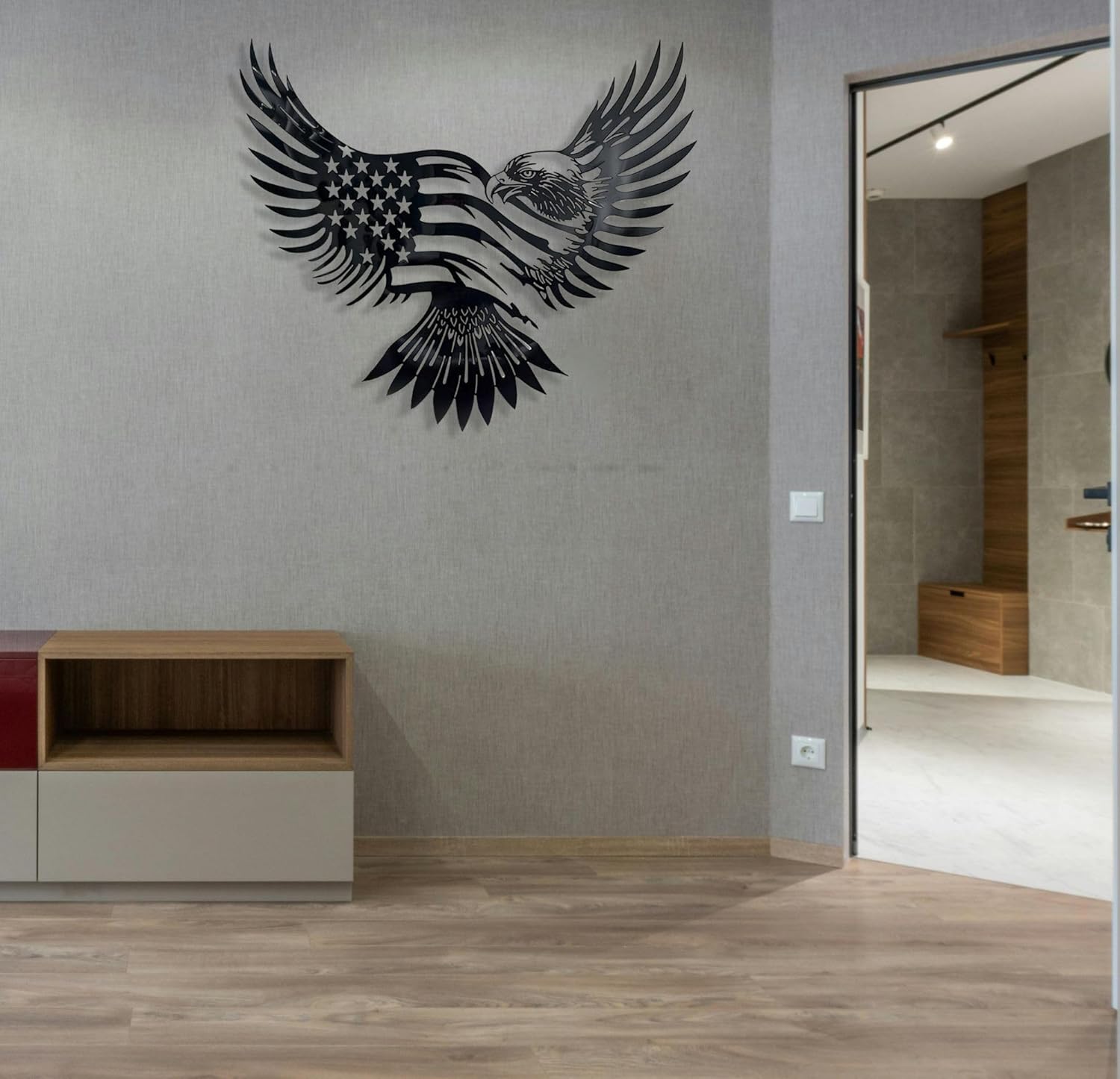 Patriotic Bald Eagle American Flag Metal Wall Art 20