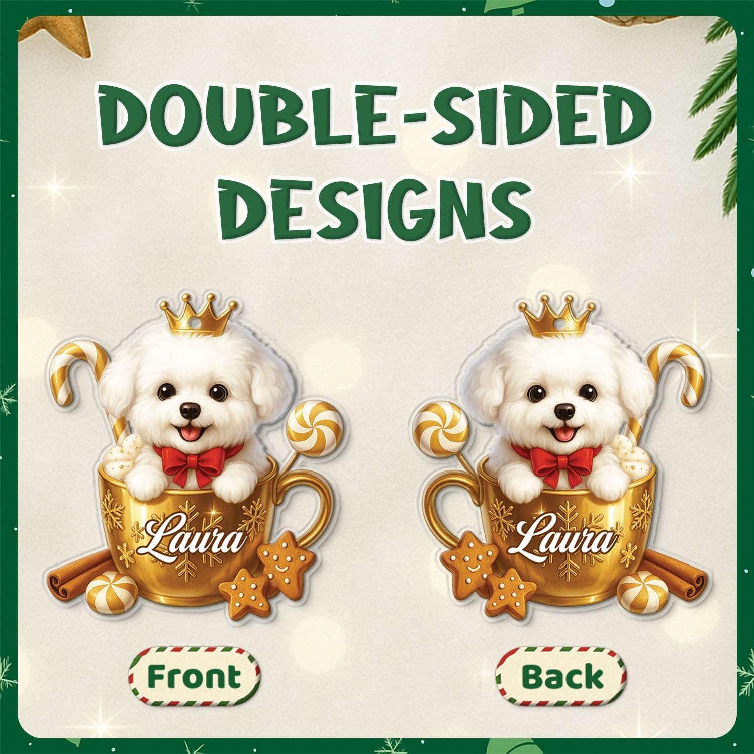 Personalized Bichon Frise Dog Christmas Ornament