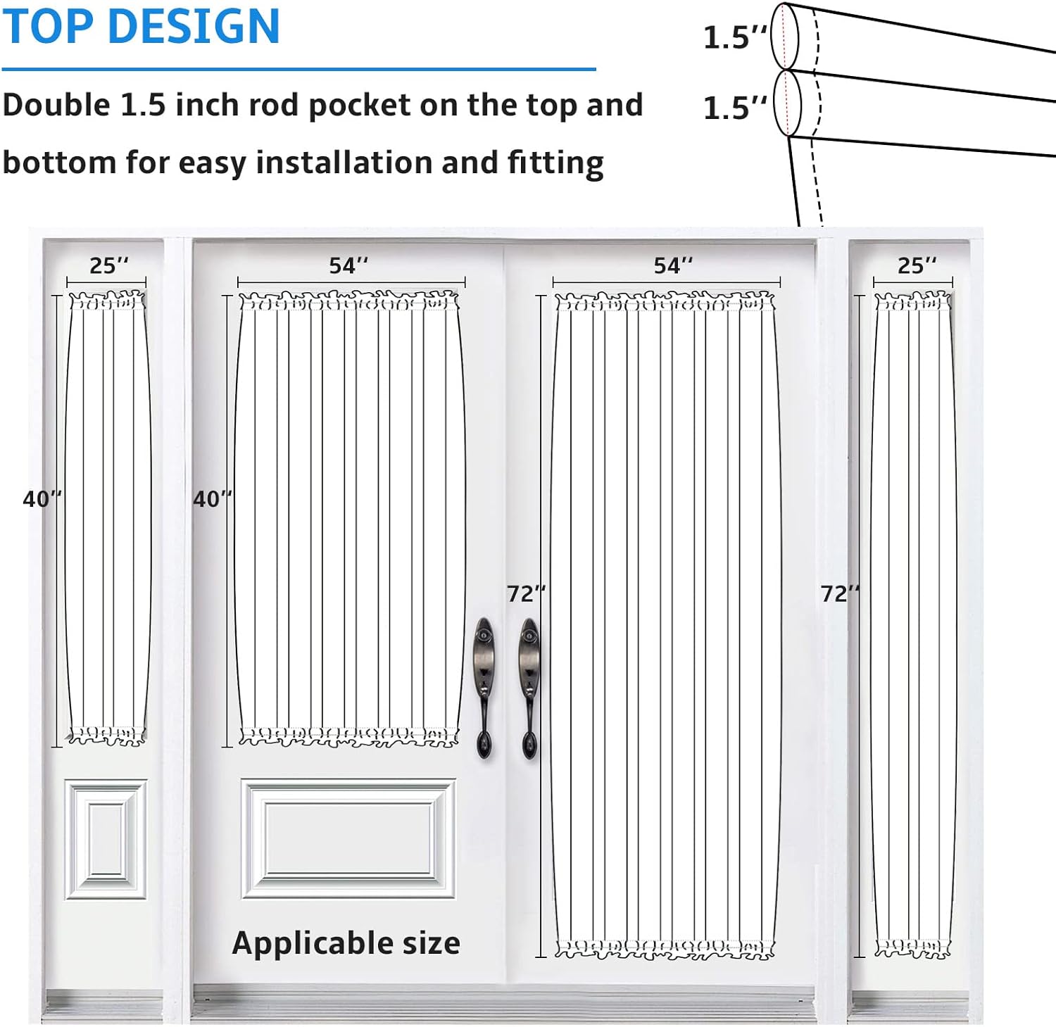 French Door Curtain with Tieback and Rod Pocket