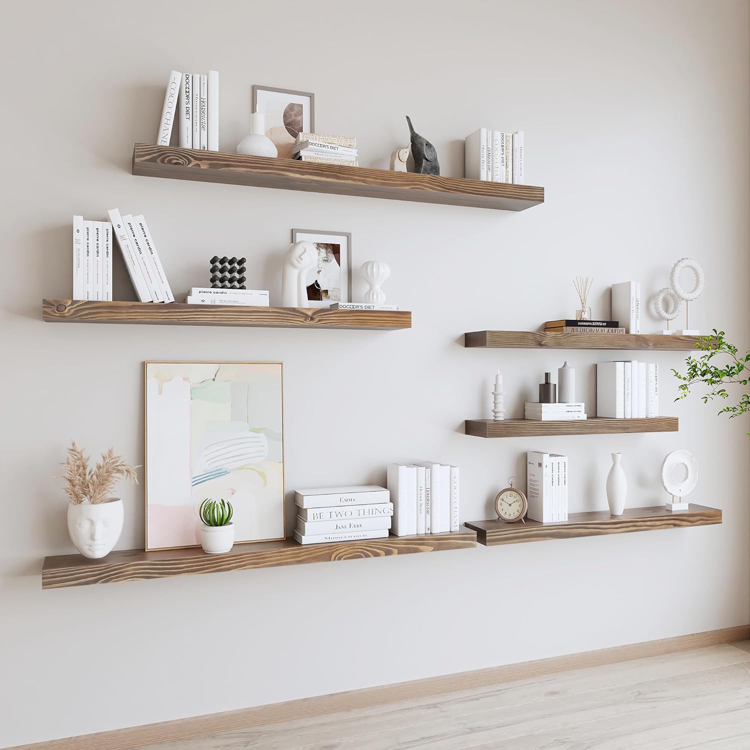 Rustic Floating Shelves 60 Inch Set of 2 Walnut