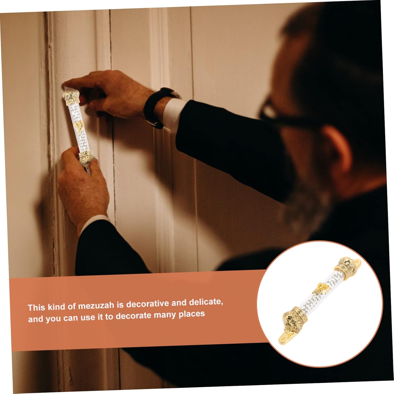 Jewish Mezuzah Scroll Holder for Door with Antique Design