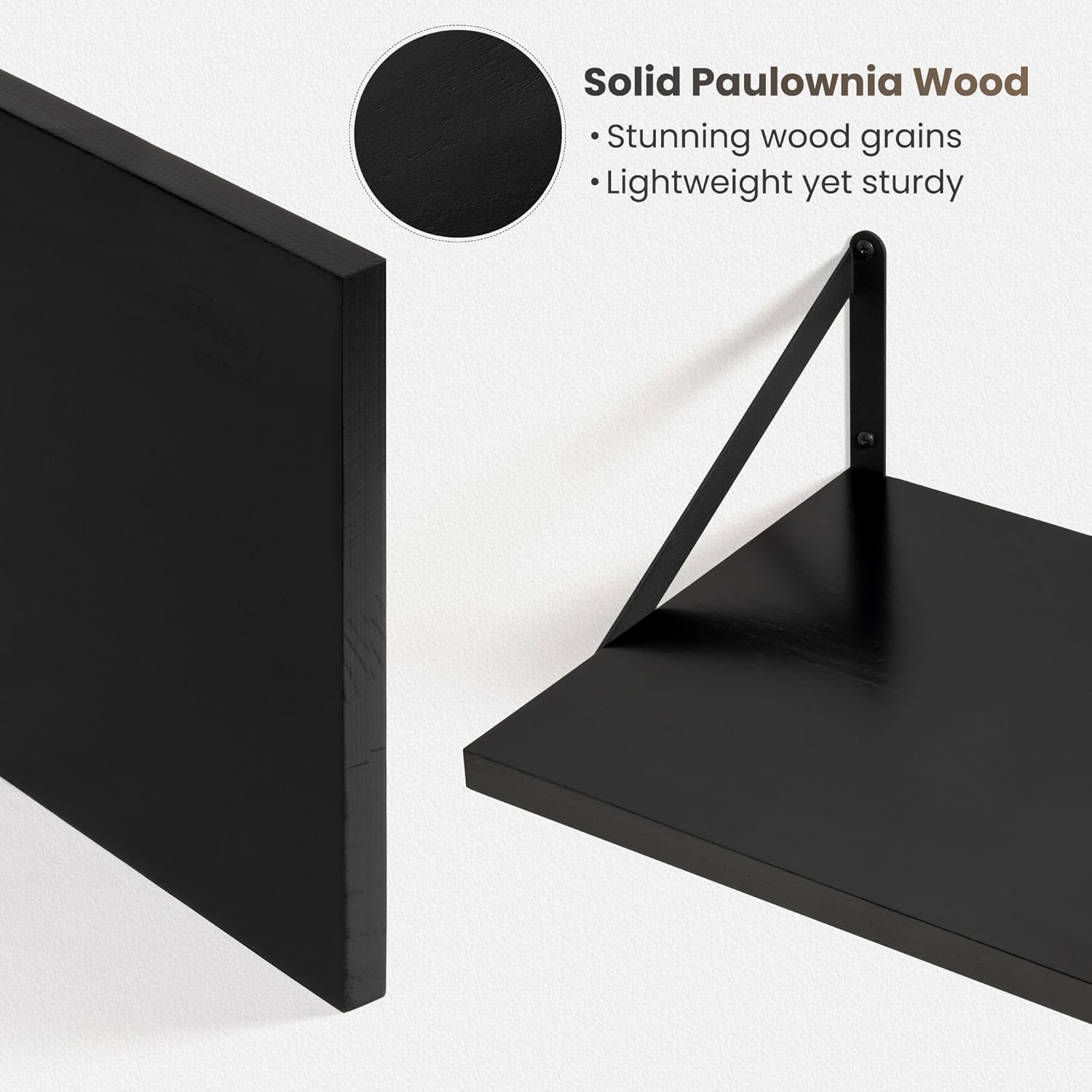 Marsmiles Black Floating Shelves Set of 2