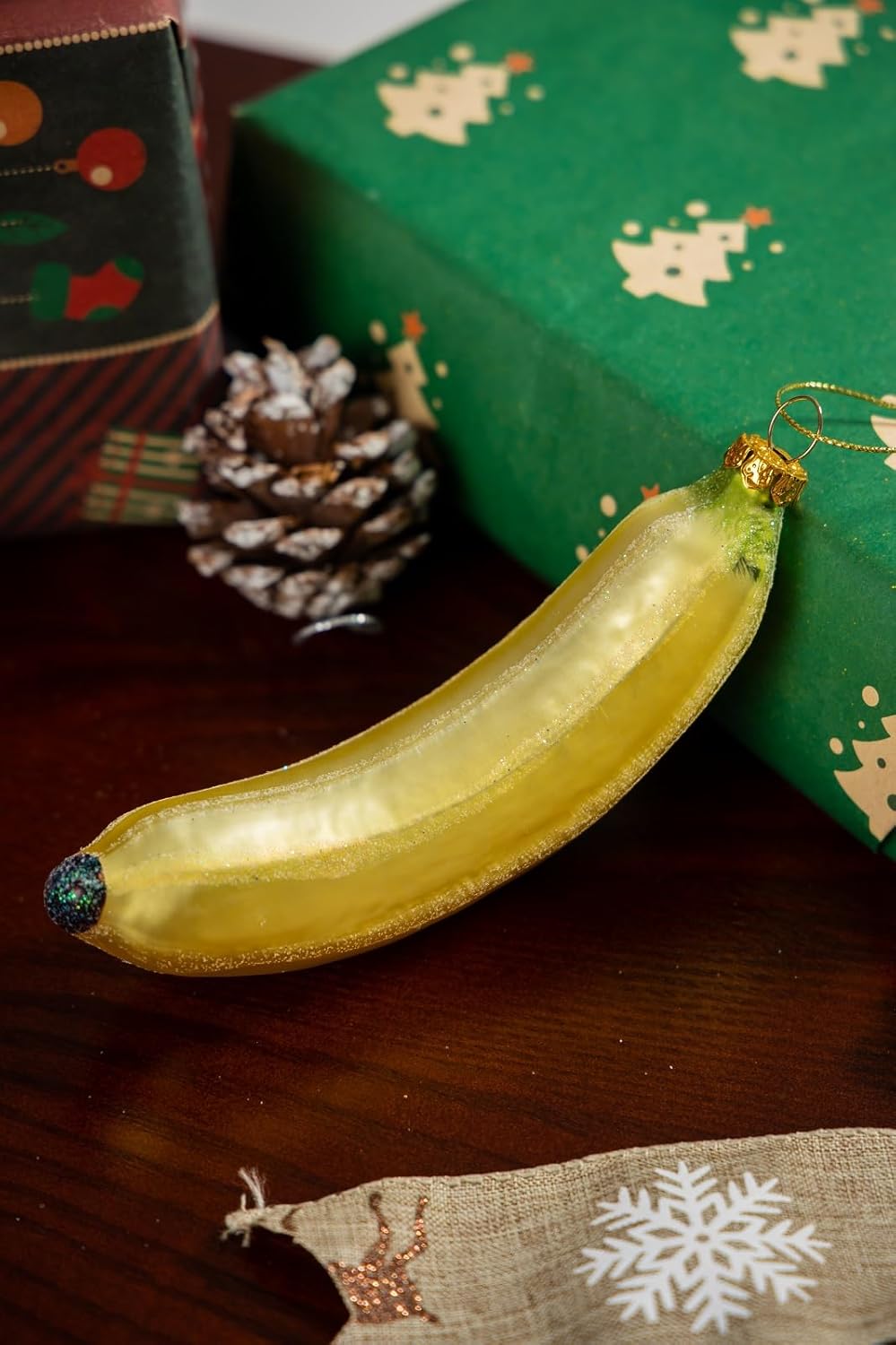 2 Count Glass Banana Christmas Ornaments for Tree