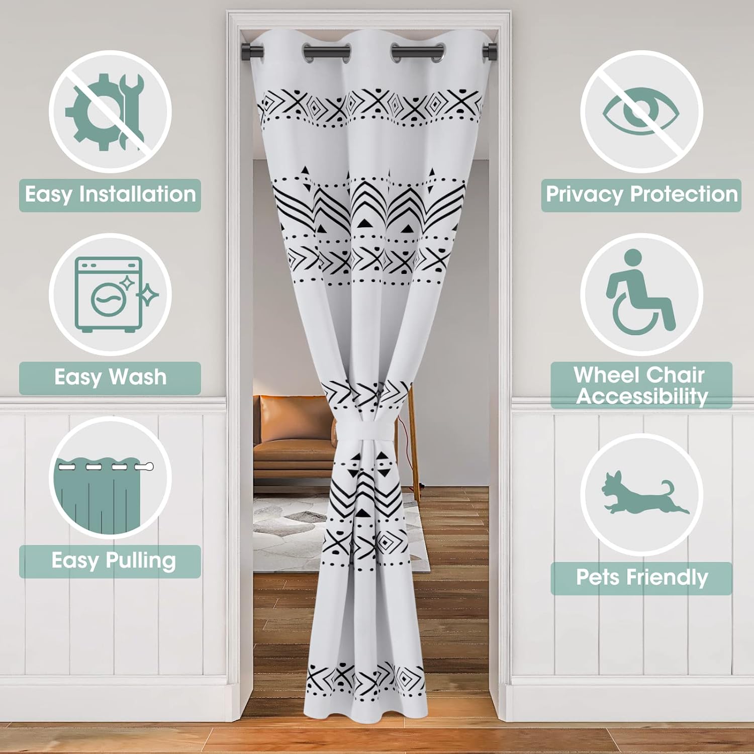 HOMEIDEAS Boho Doorway Curtains with Blackout and Privacy