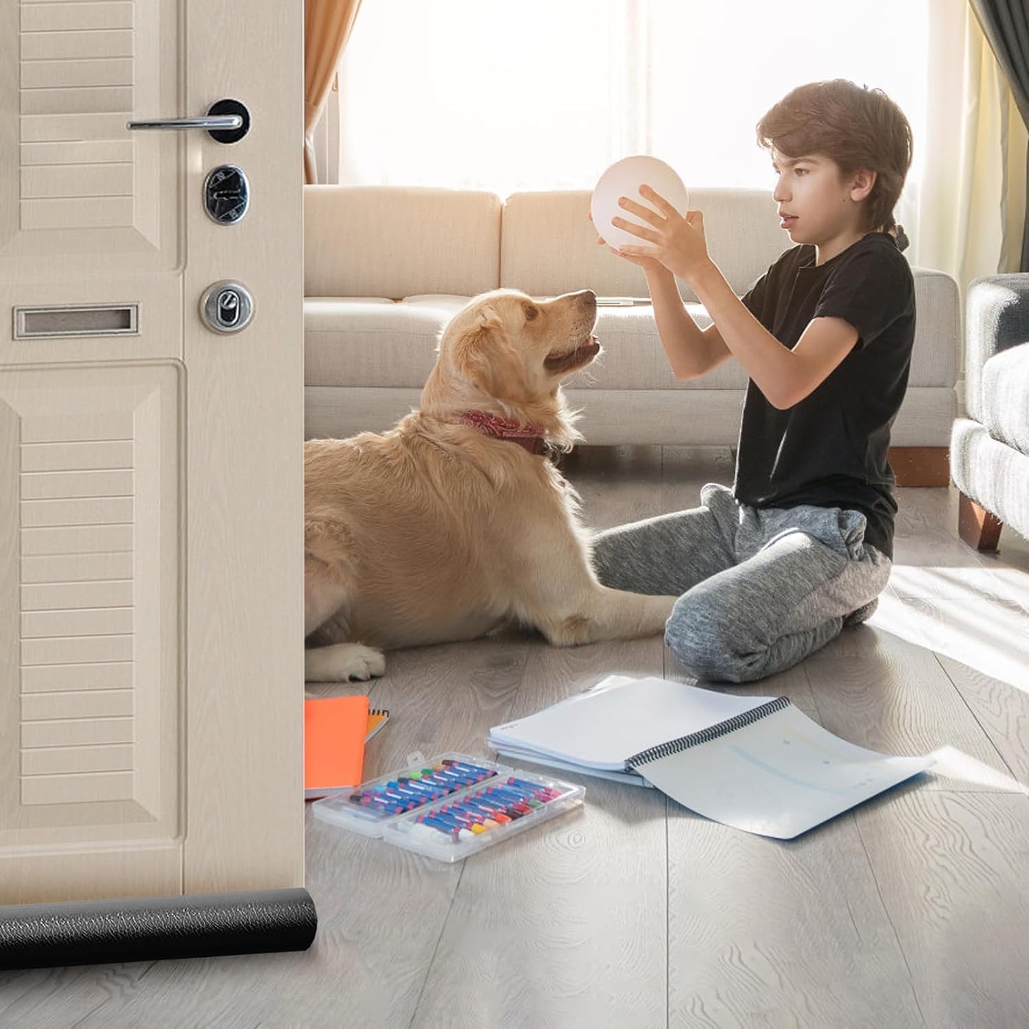 Dust Cover for Doors 37 Inches Black Double Edge