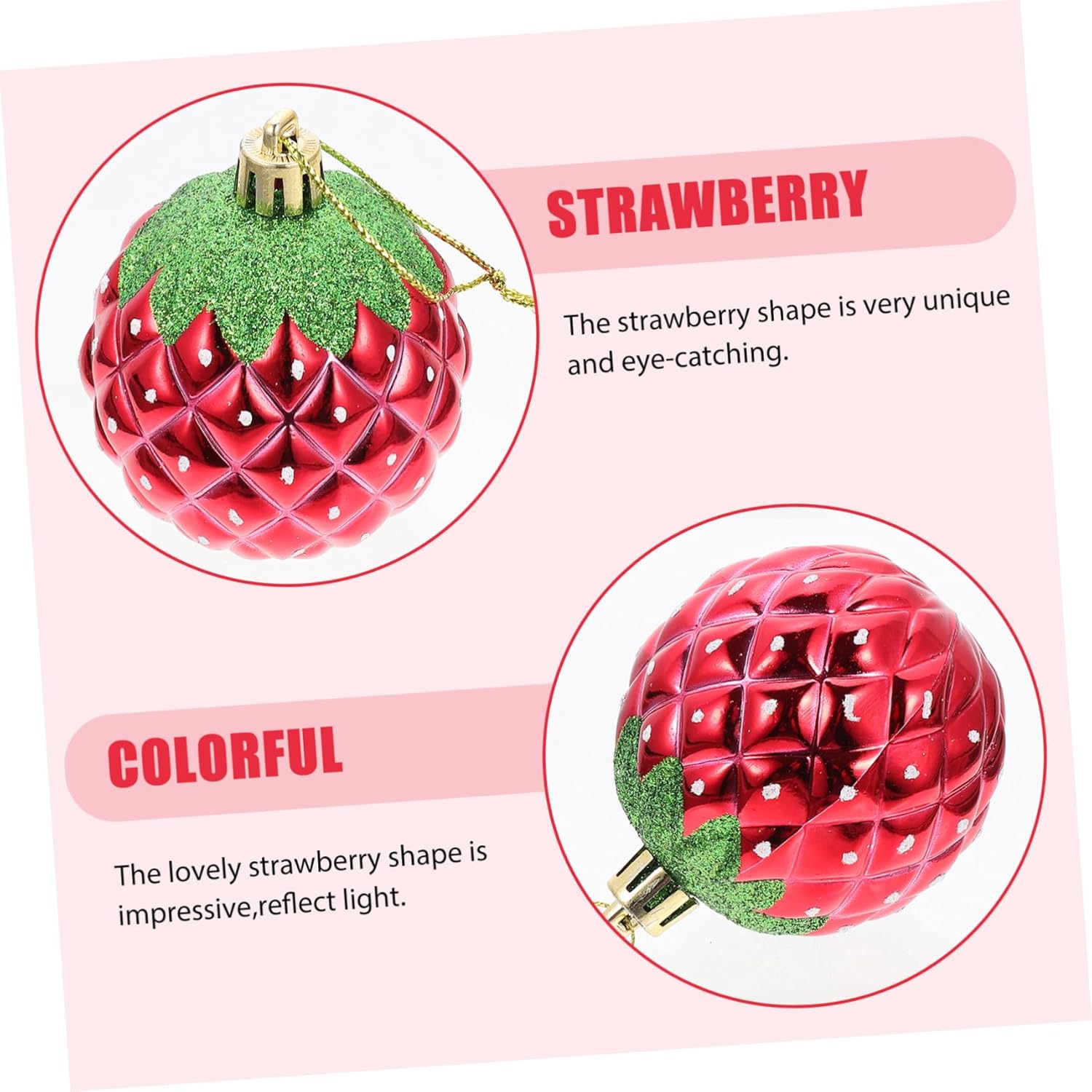 6pcs Decorative Hanging Balls Red Strawberry Party Decorations