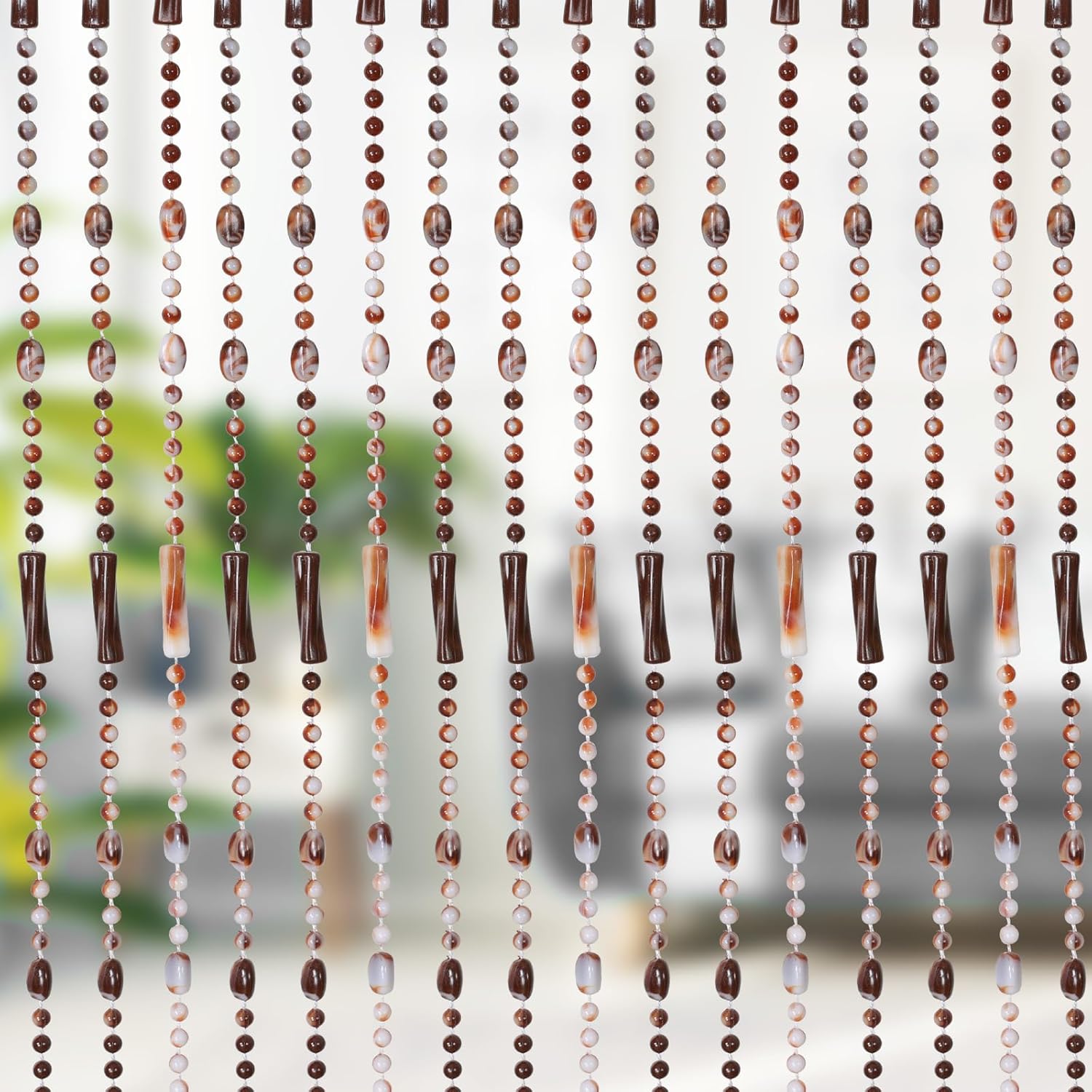 Beaded Curtain for Doorway Acrylic Marble Caramel 355 x 78