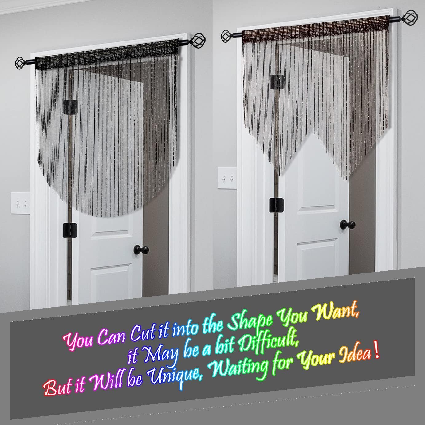 2 Pieces Black Beaded Curtain Door Divider Panel