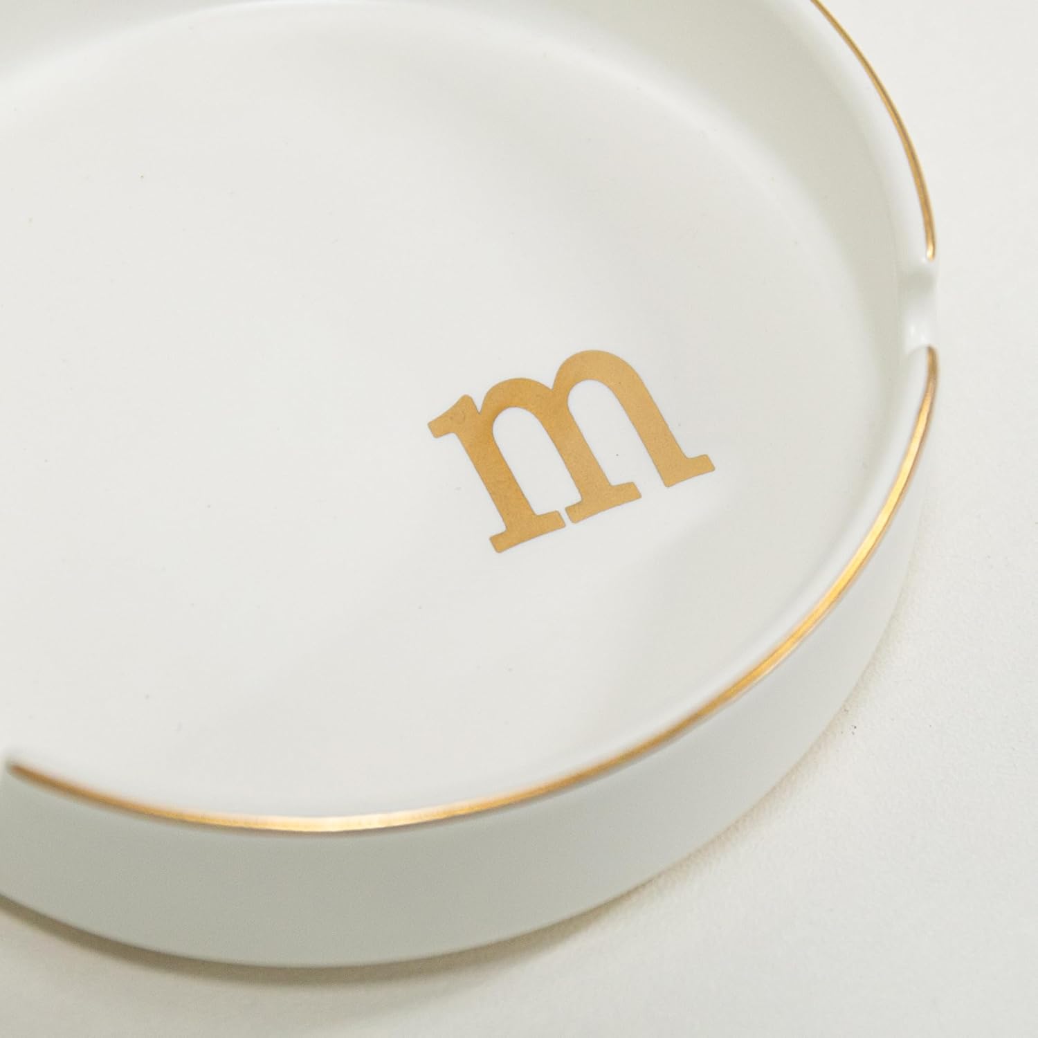 Luxurious Ceramic Ashtray with Gold Edging and Embossed Lettering
