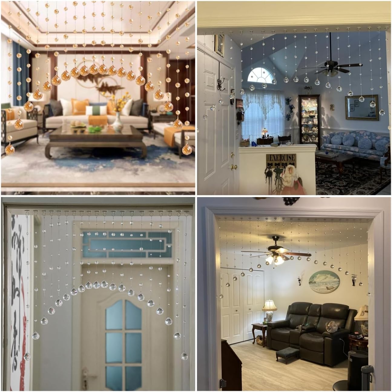 Crystal Beaded Curtain 20 Strings Arched Door Divider