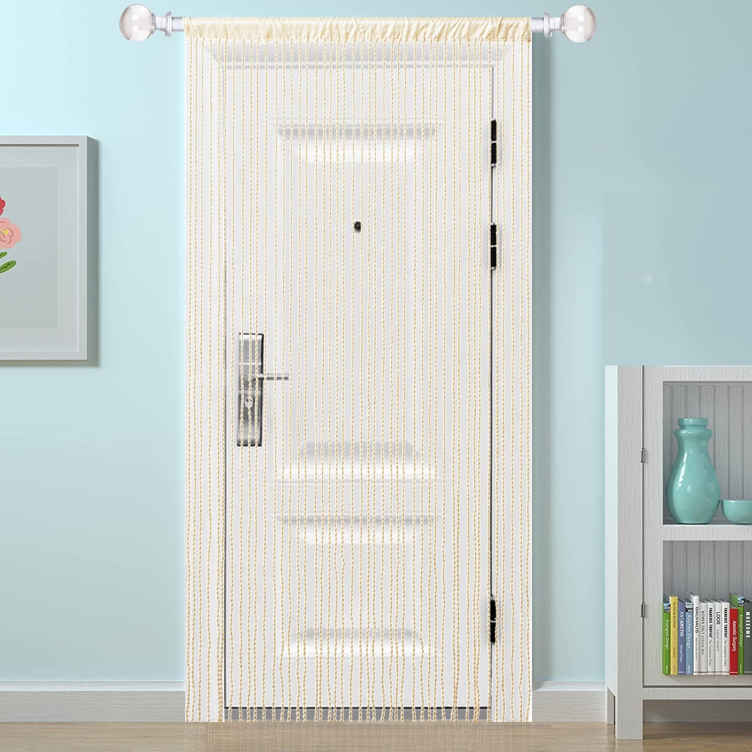 Light Beige Spaghetti String Curtain 1 Panel