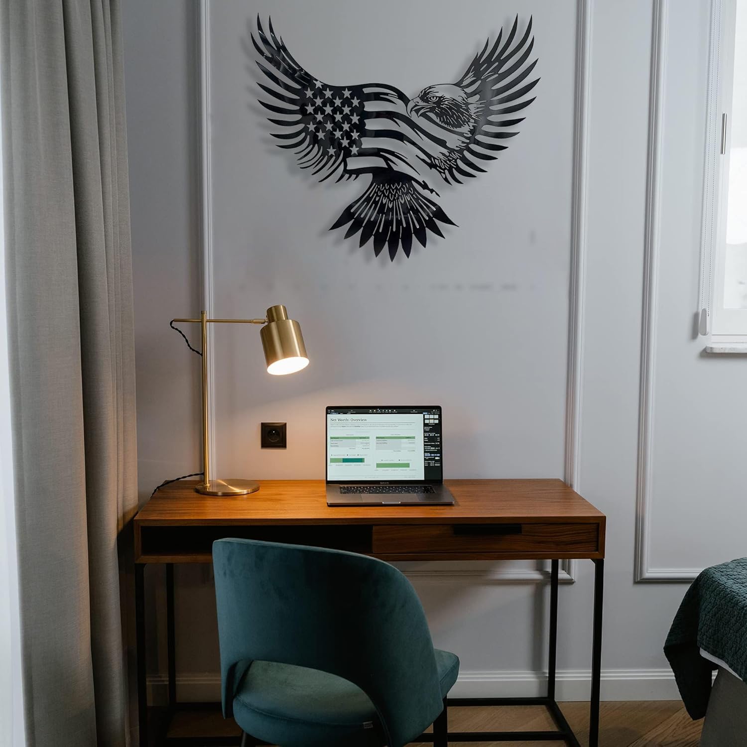 Patriotic Bald Eagle American Flag Metal Wall Art 20