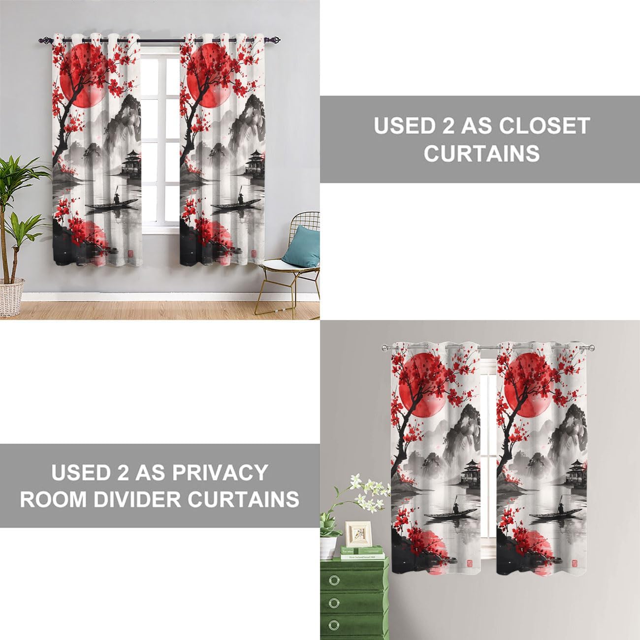Japanese Cherry Blossoms Door Curtain 34W x 80L Panel
