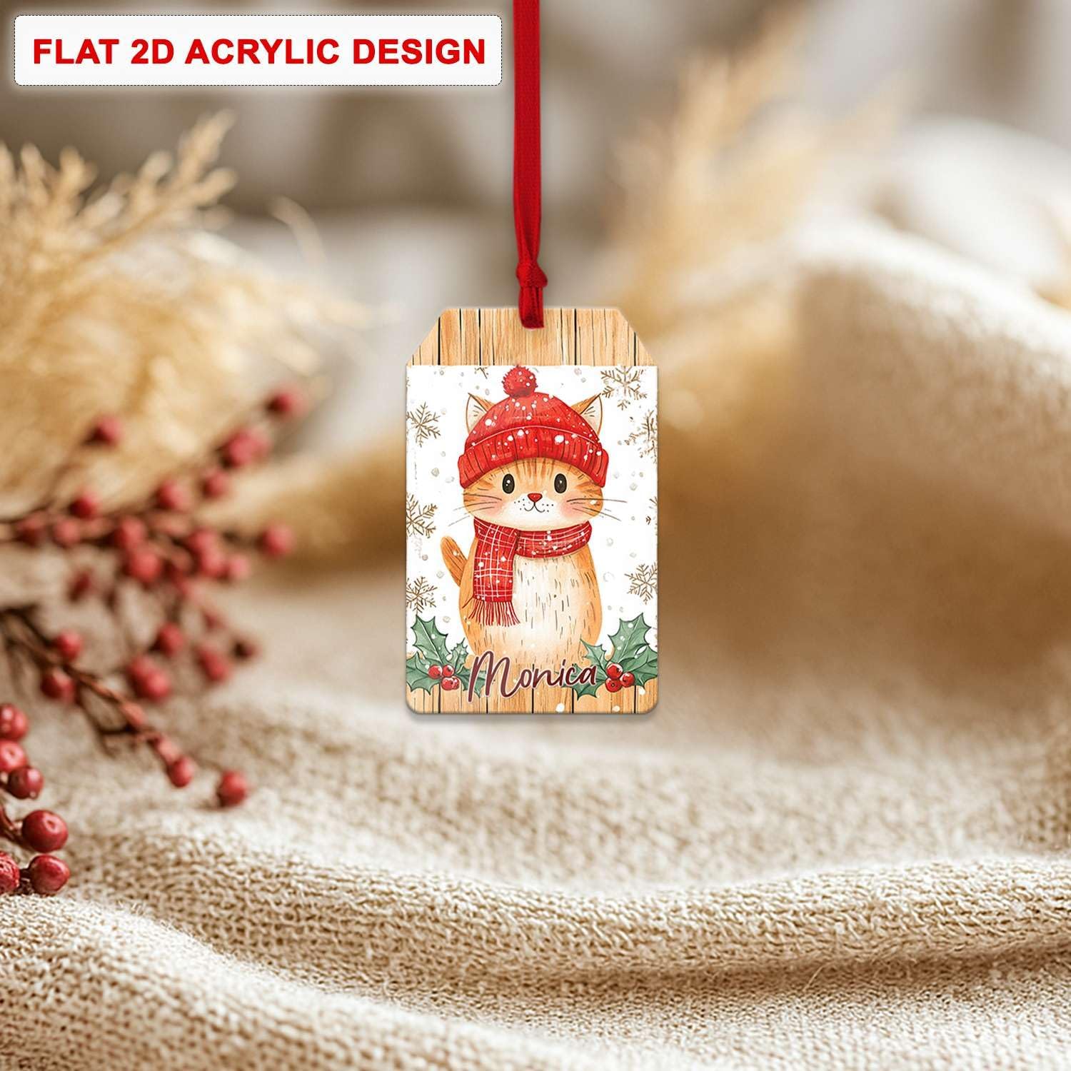 Personalized Acrylic Christmas Ornament with Custom Name for Pet Lovers