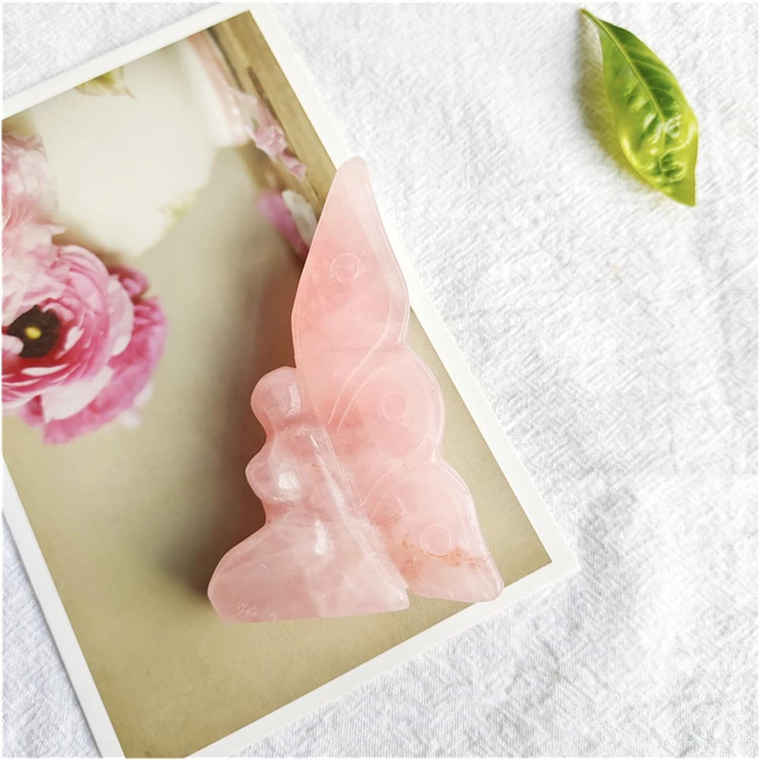FIDEMM Rose Quartz Butterfly Healing Stone for Home Decor