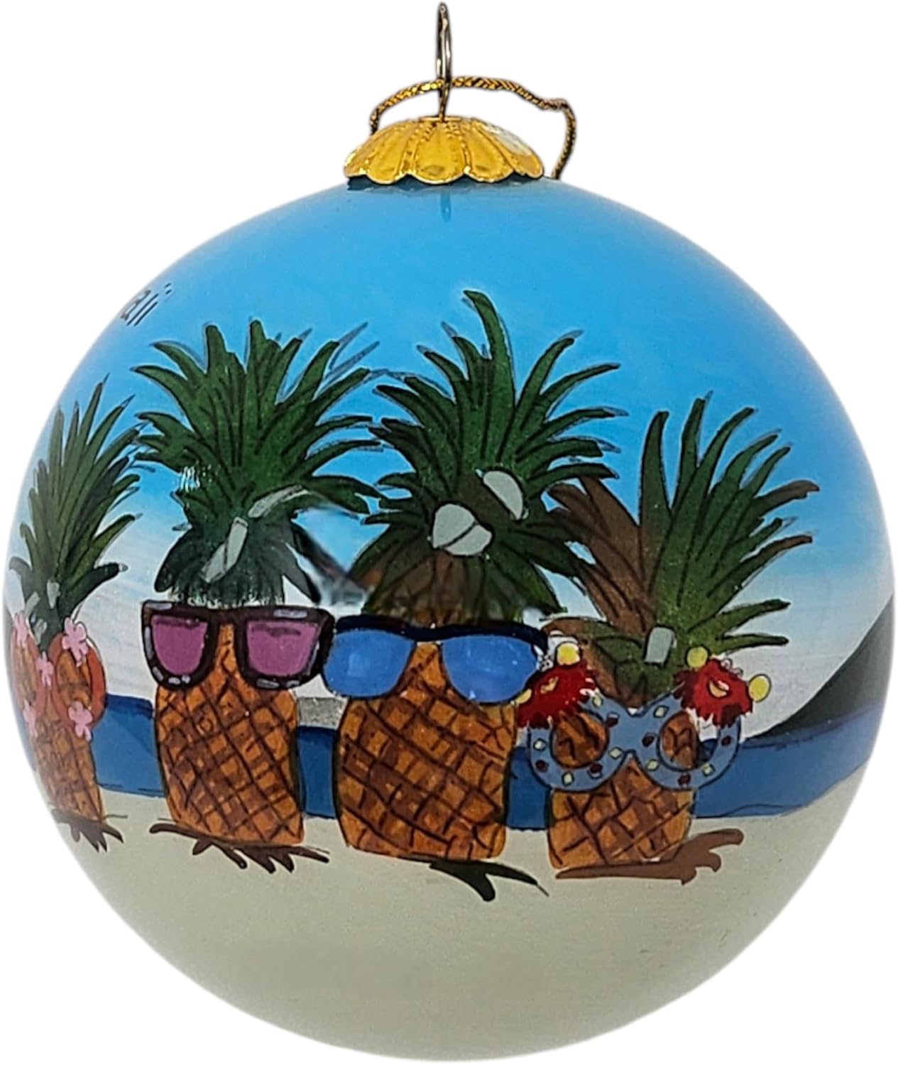 Chill Pineapple Vibes Hawaiian Christmas Ornament 1