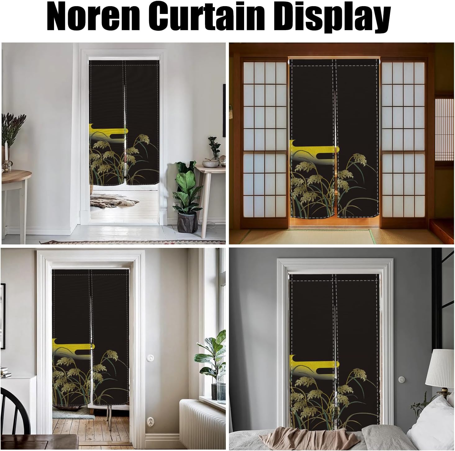 Japanese Noren Door Curtain Privacy Partition Divider Black 335x709