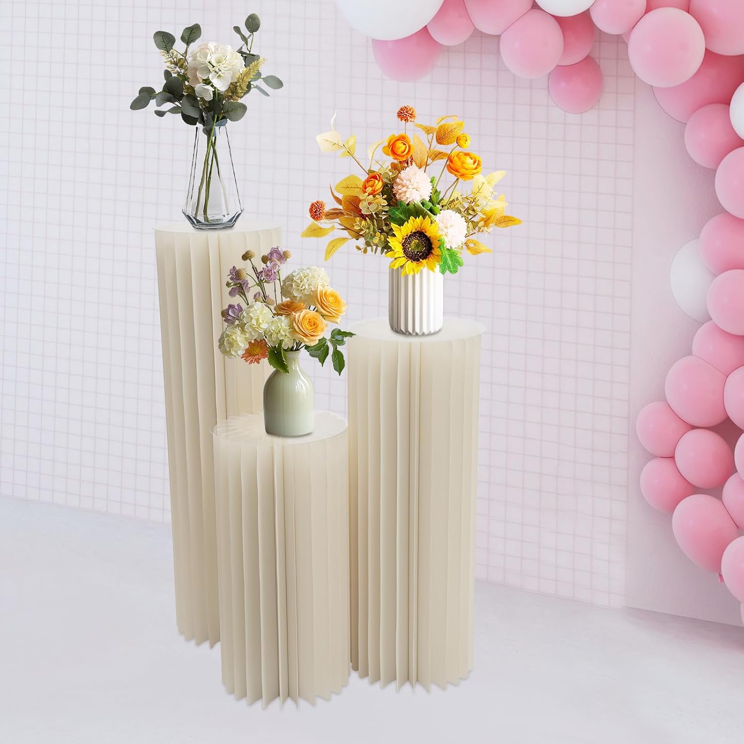 Foldable Cardboard Flower Stand 3Pcs for Wedding Display