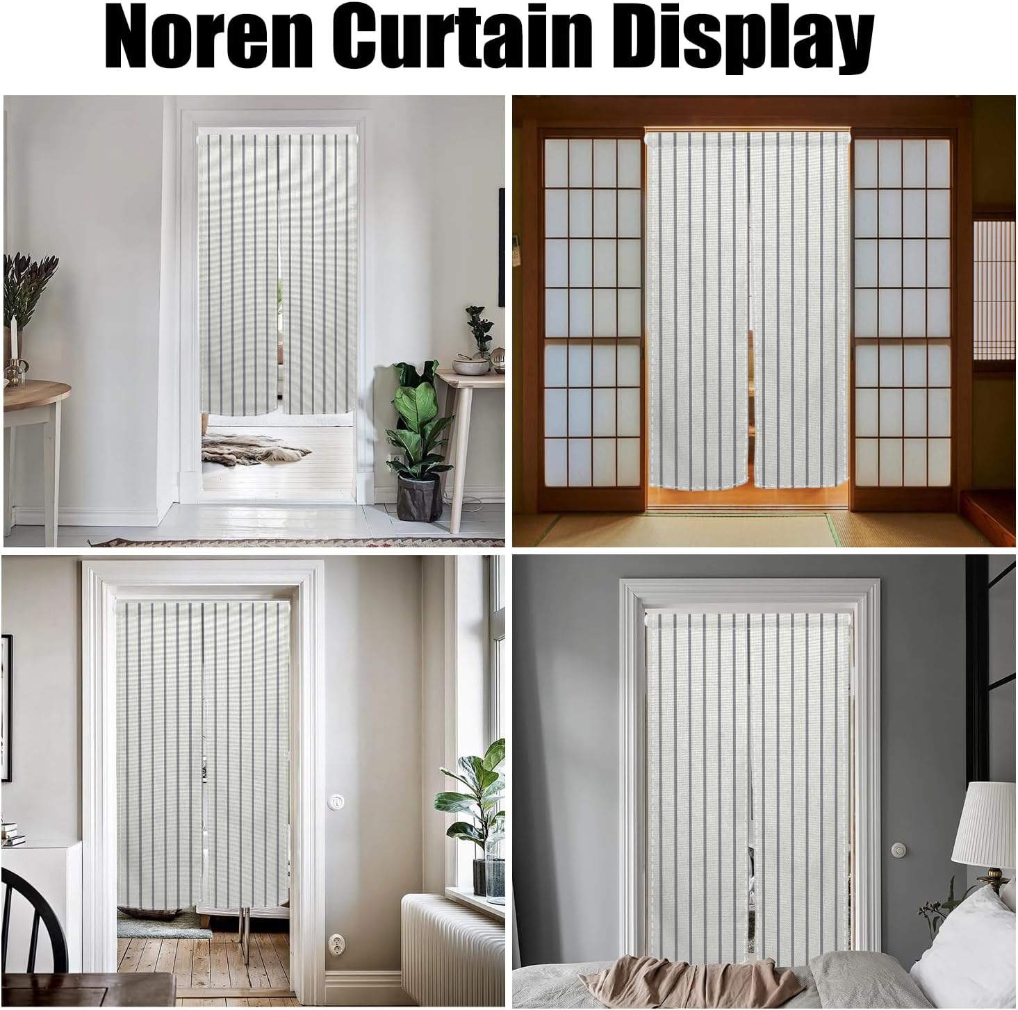 Japanese Style Noren Door Curtain with White Black Stripe