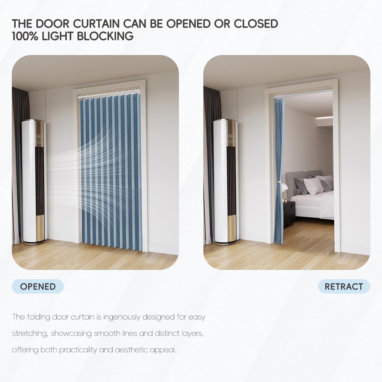 Jilron Blackout Door Curtain Linen Style Panel Magnetic Closure