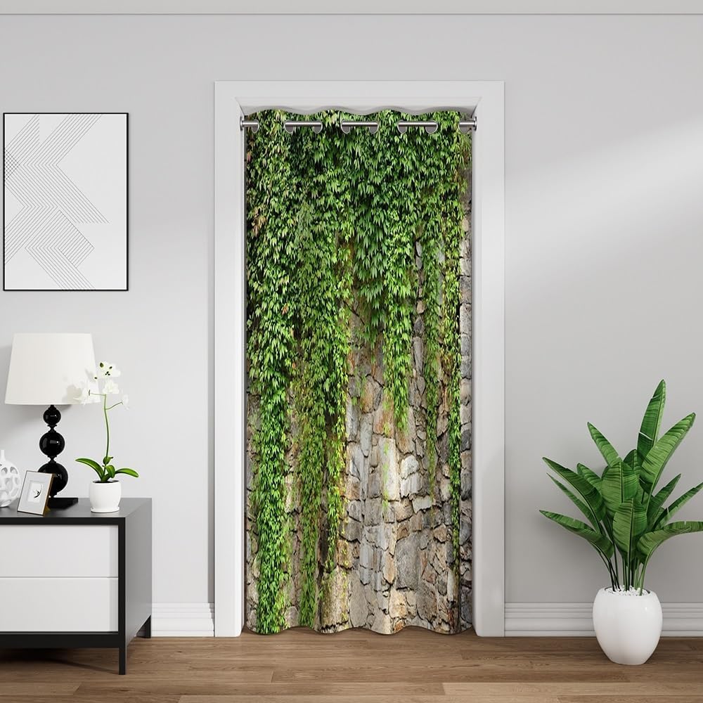 Green Ivy Leaf Door Curtain 42x80 Inch 1 Panel