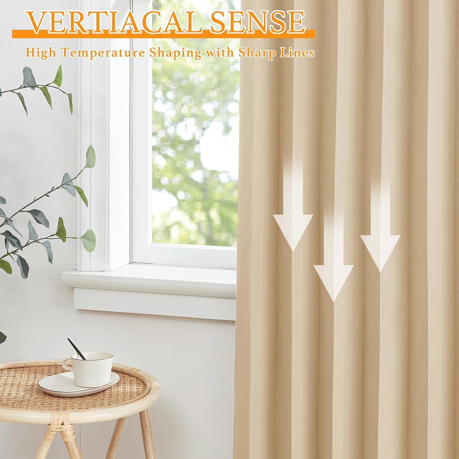 RYB HOME Biscotti Beige Grommet Curtain Panel