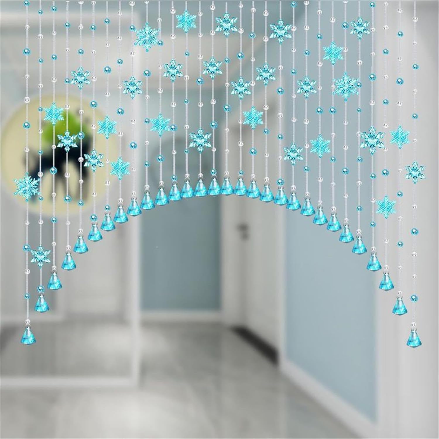 XOOFMASS Crystal Beaded Curtain Door Screen 30 String 47 Blue