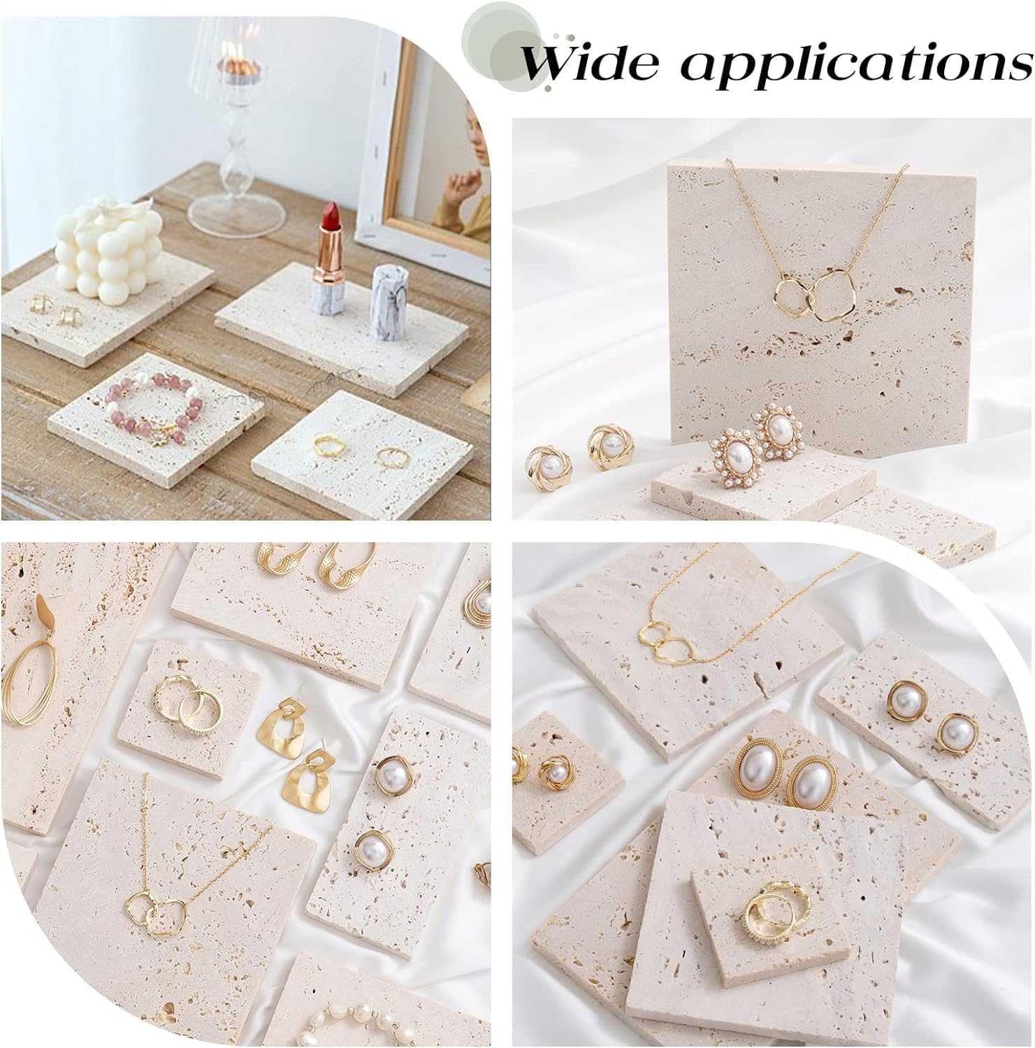 FINGERINSPIRE 2 Pcs 4 Inch White Rock Display Base with Holes