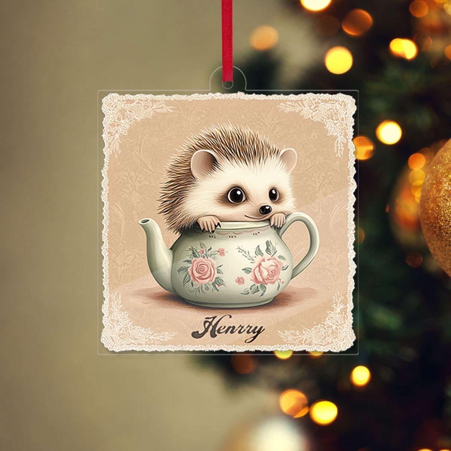 Personalized Name Hedgehog Hanging Ornament
