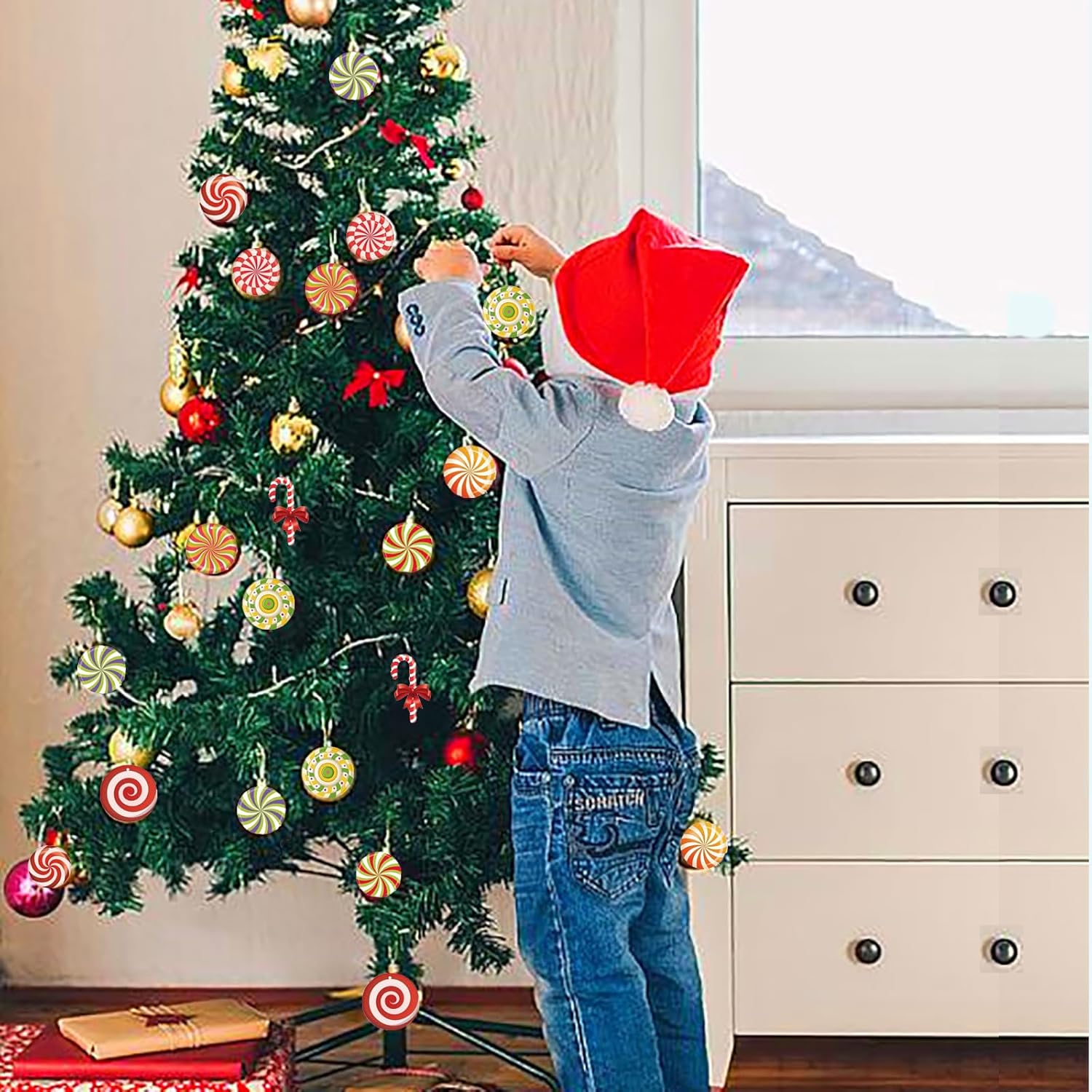 24pcs Candy Wood Christmas Hanging Ornaments