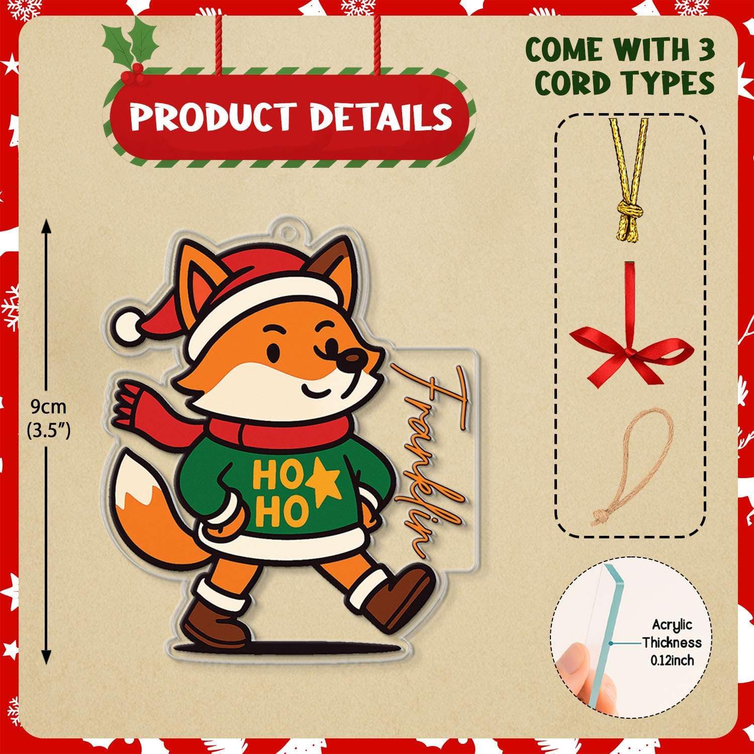 Personalized Animal Shaped Acrylic Christmas Ornament for Siblings 2025