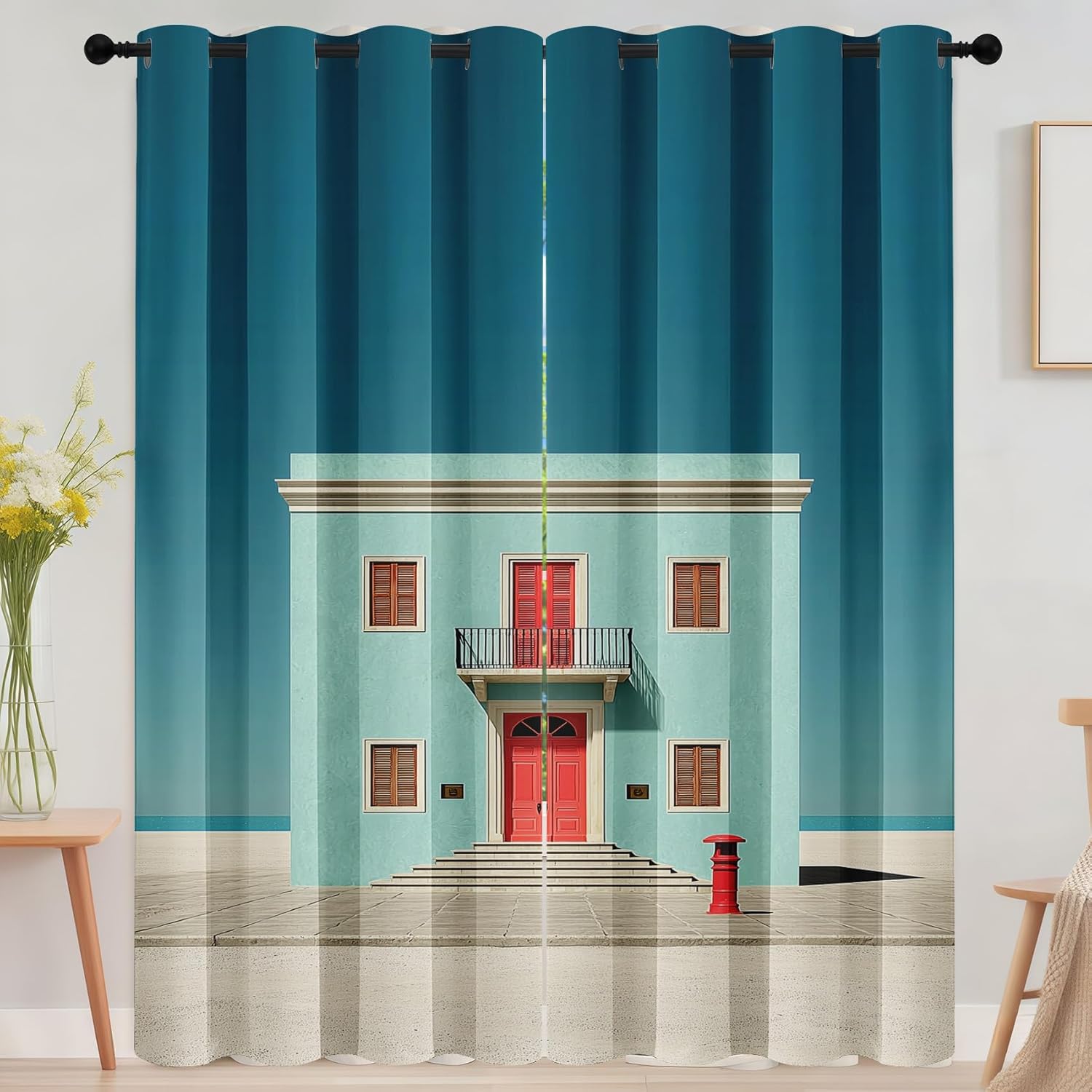 European Doorway Curtains 2 Panels - 52 x 63 Inch Grommet Curtains