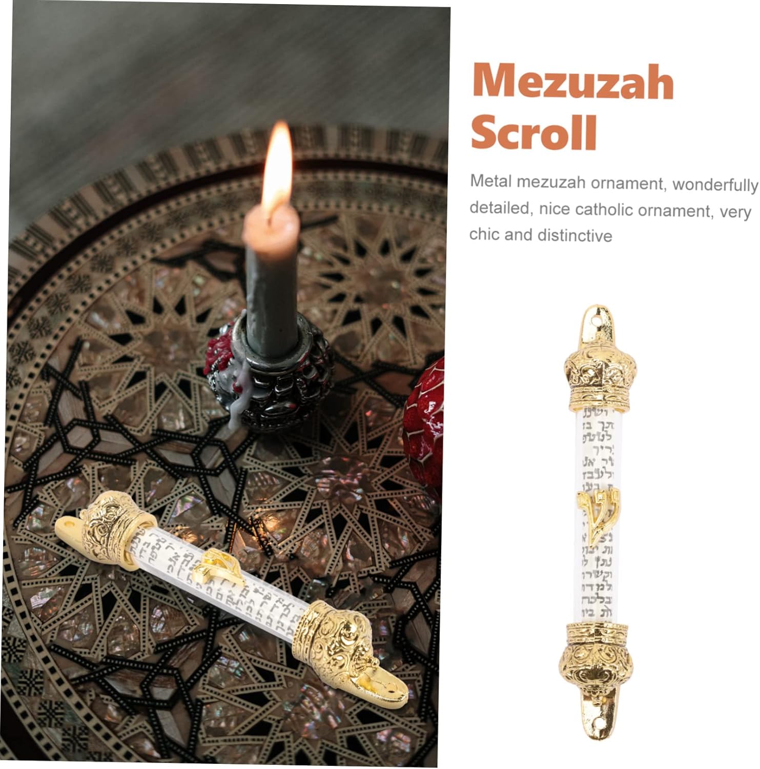 Jewish Mezuzah Scroll Holder for Door with Antique Design
