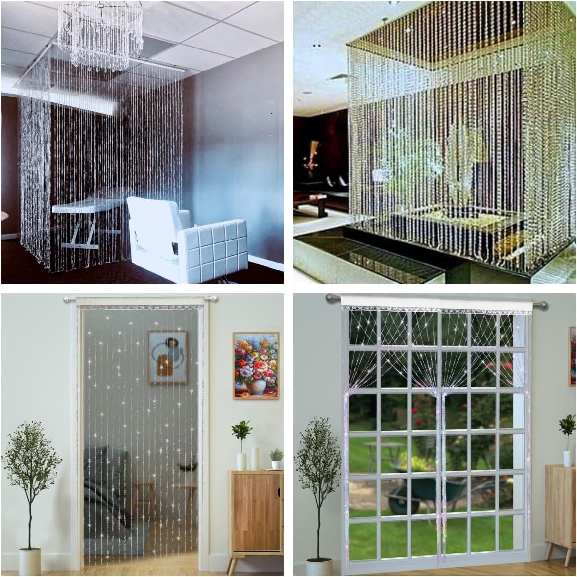 YaoYue Crystal Beaded Curtain Door Divider Decor Blue