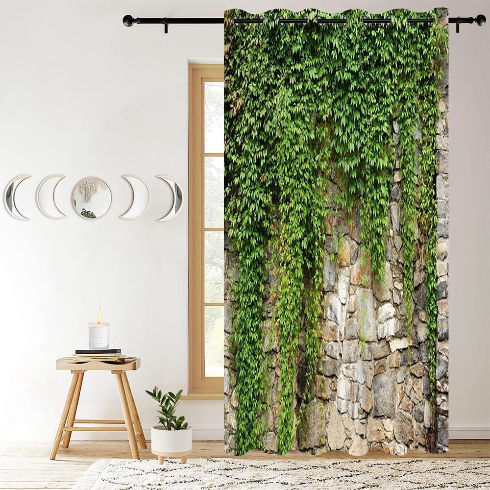 Green Ivy Leaf Door Curtain 42x80 Inch 1 Panel