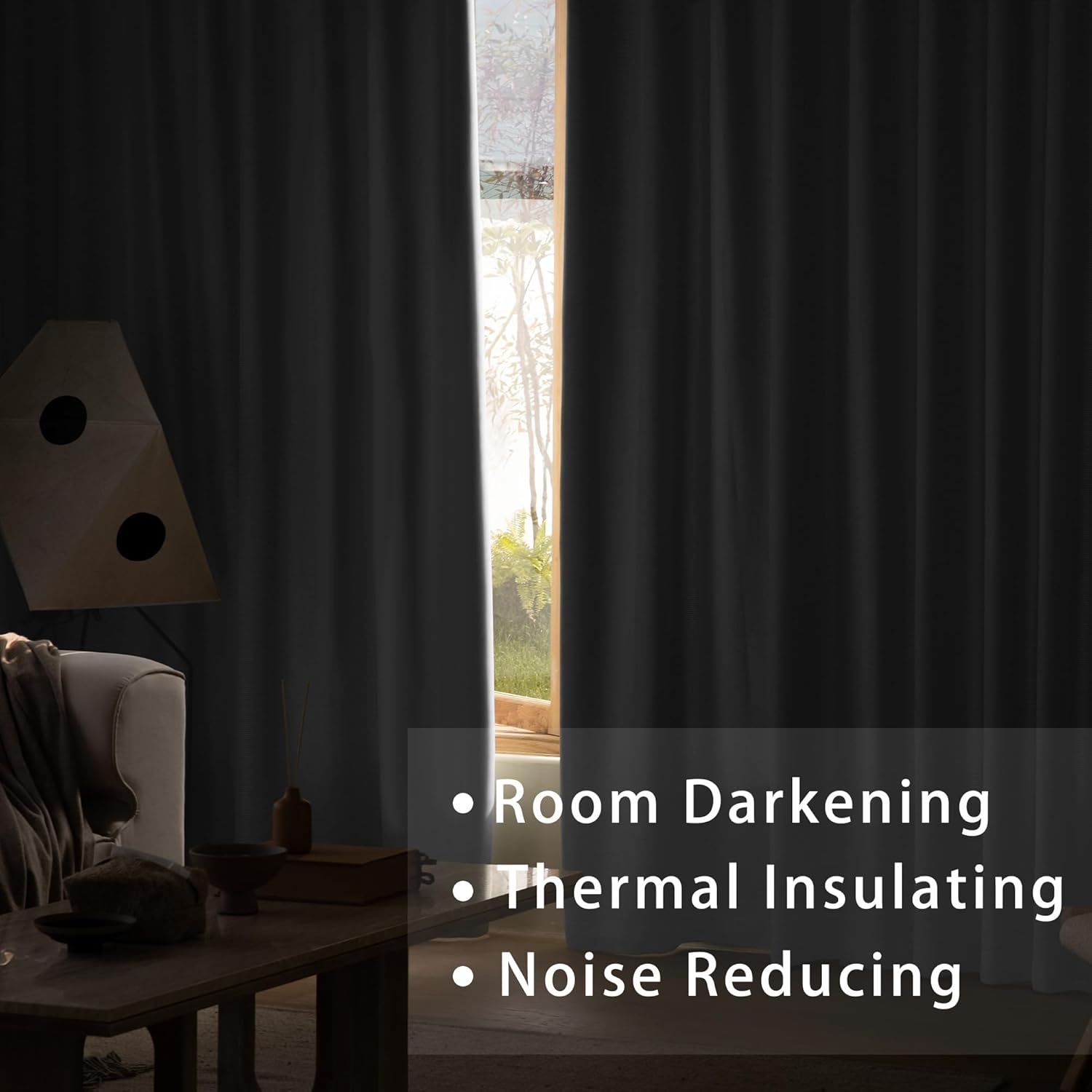 UPOPO Blackout Curtains Dark Grey 80 Inches Panel Set