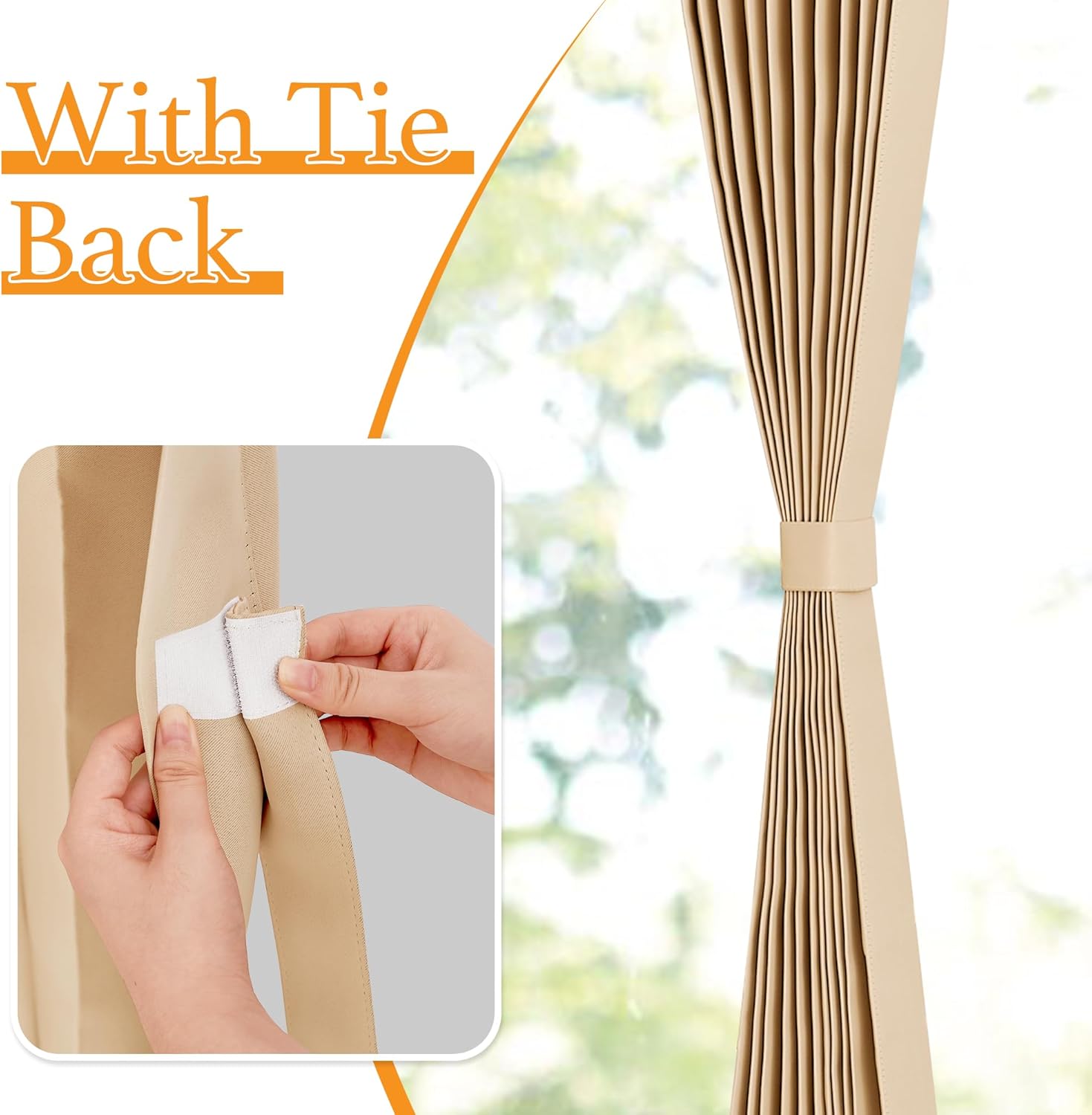 RYB HOME Biscotti Beige Grommet Curtain Panel