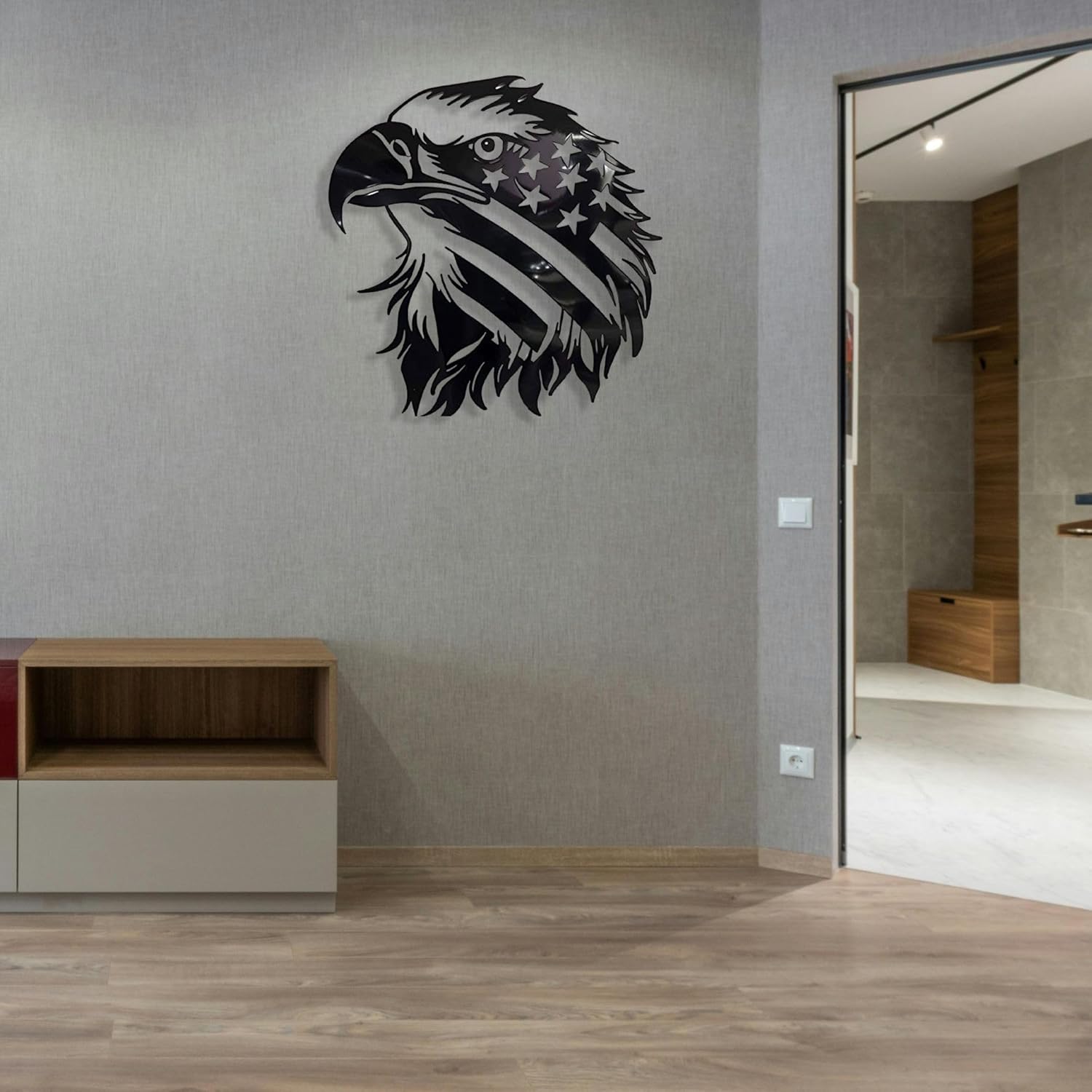 Patriotic Bald Eagle American Flag Metal Wall Art 40 Inches