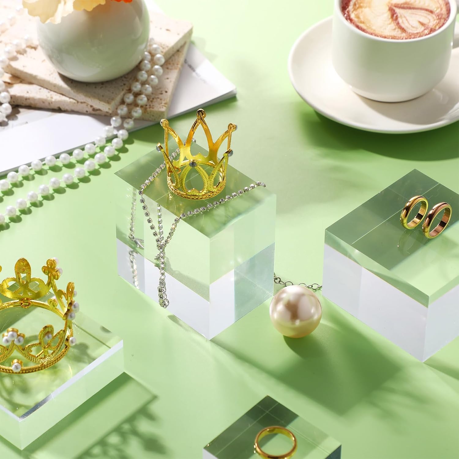 Remerry 4 Piece Acrylic Cube Jewelry Display Stand