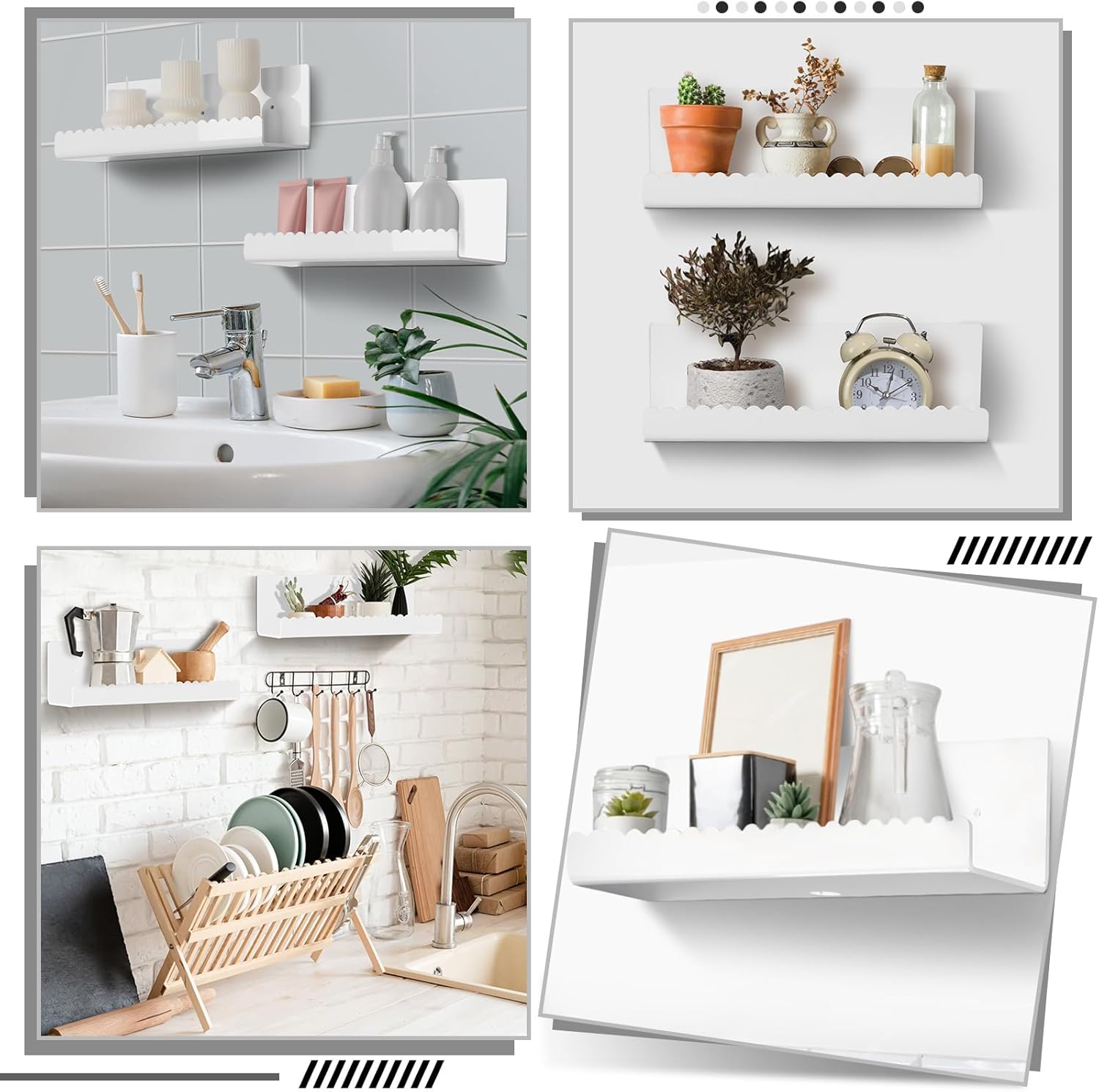 Zioffiel 2 Pack White Acrylic Floating Shelves 118 Wall Organizer